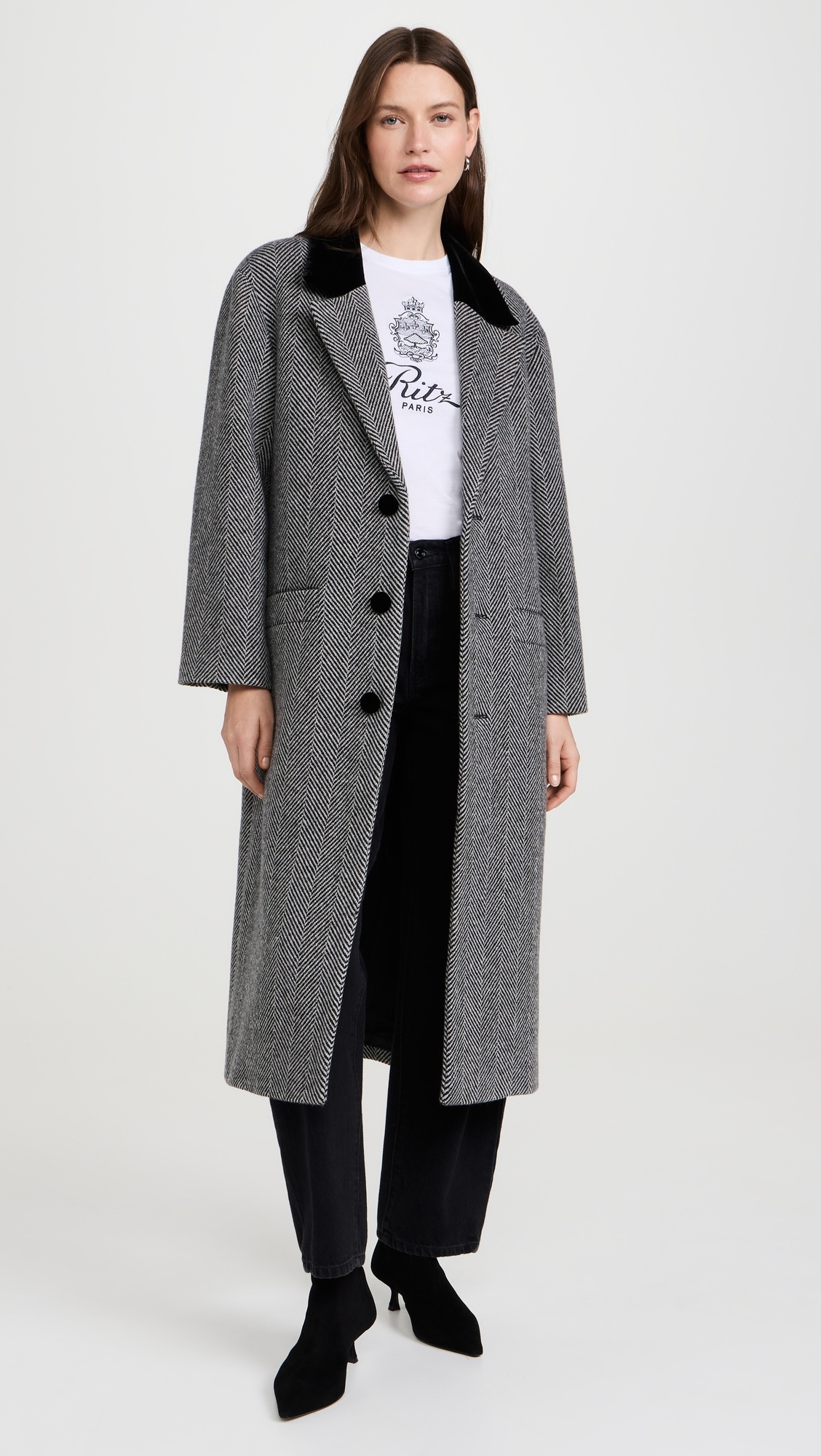 [NOTHING WRITTEN] Herringbone half balmacaan coat ☆送料込☆ NOTHING WRITTEN] Herringbone half balmacaan coat☆送料込☆