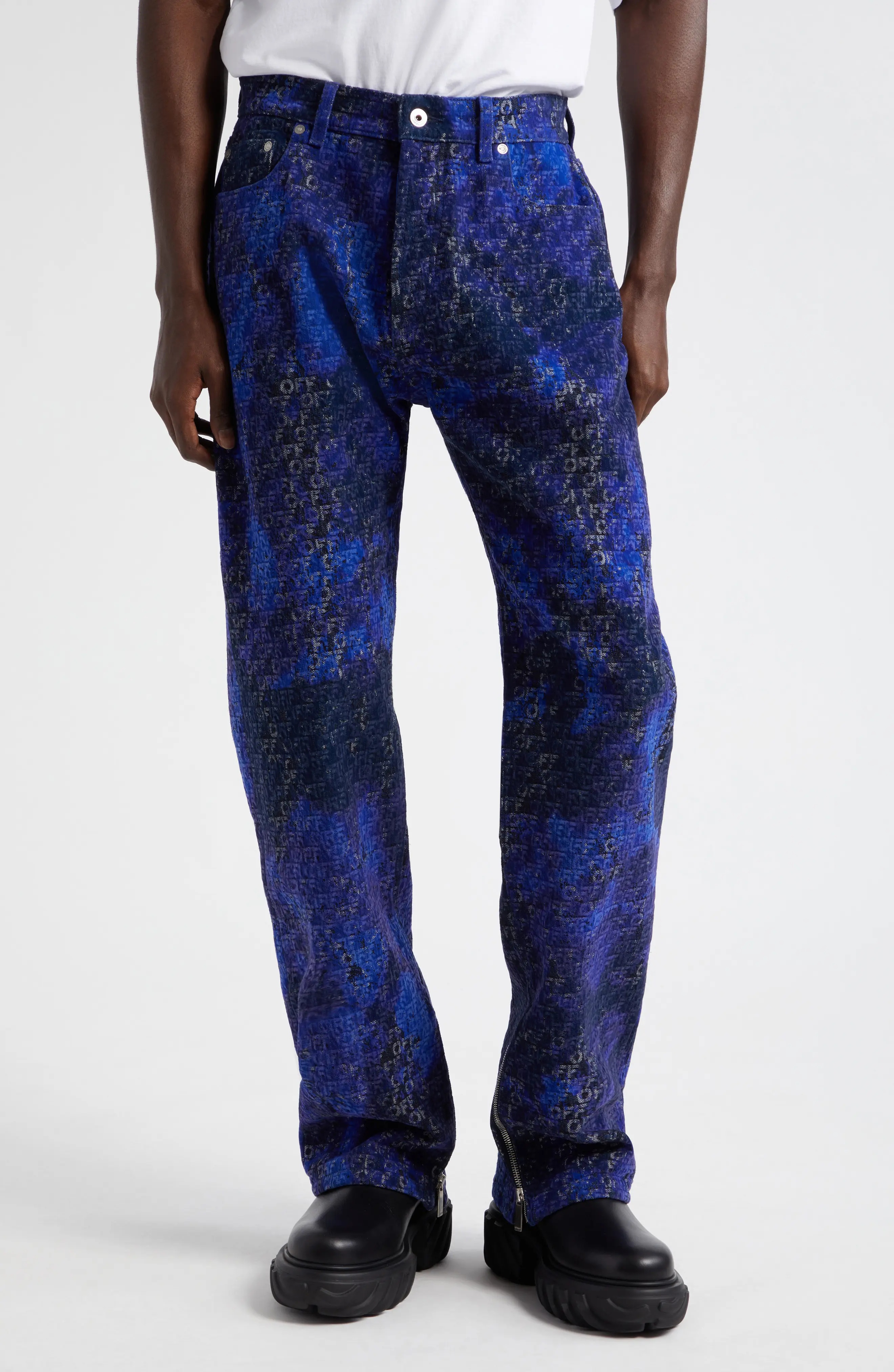 Off Logo Jacquard Skater Jeans - 1