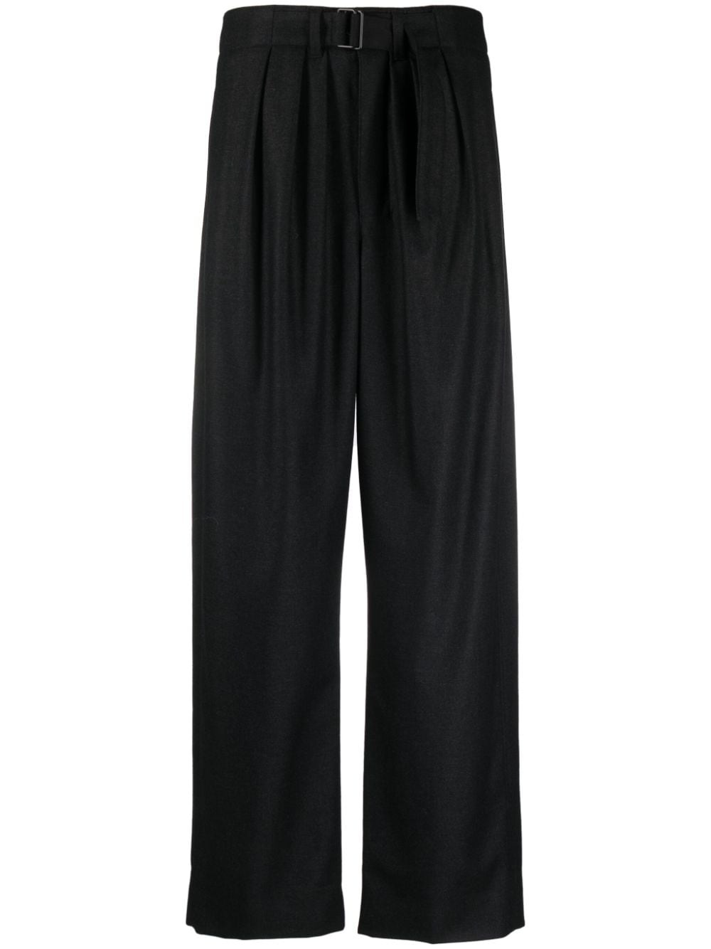 belted pleated cashmere-blend trousers - 1