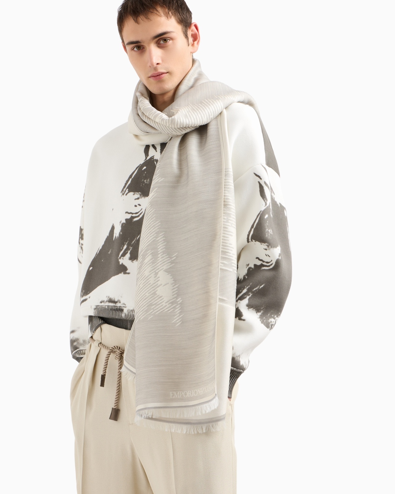 HORSE DESIGN JACQUARD MODAL-BLEND STOLE - 3