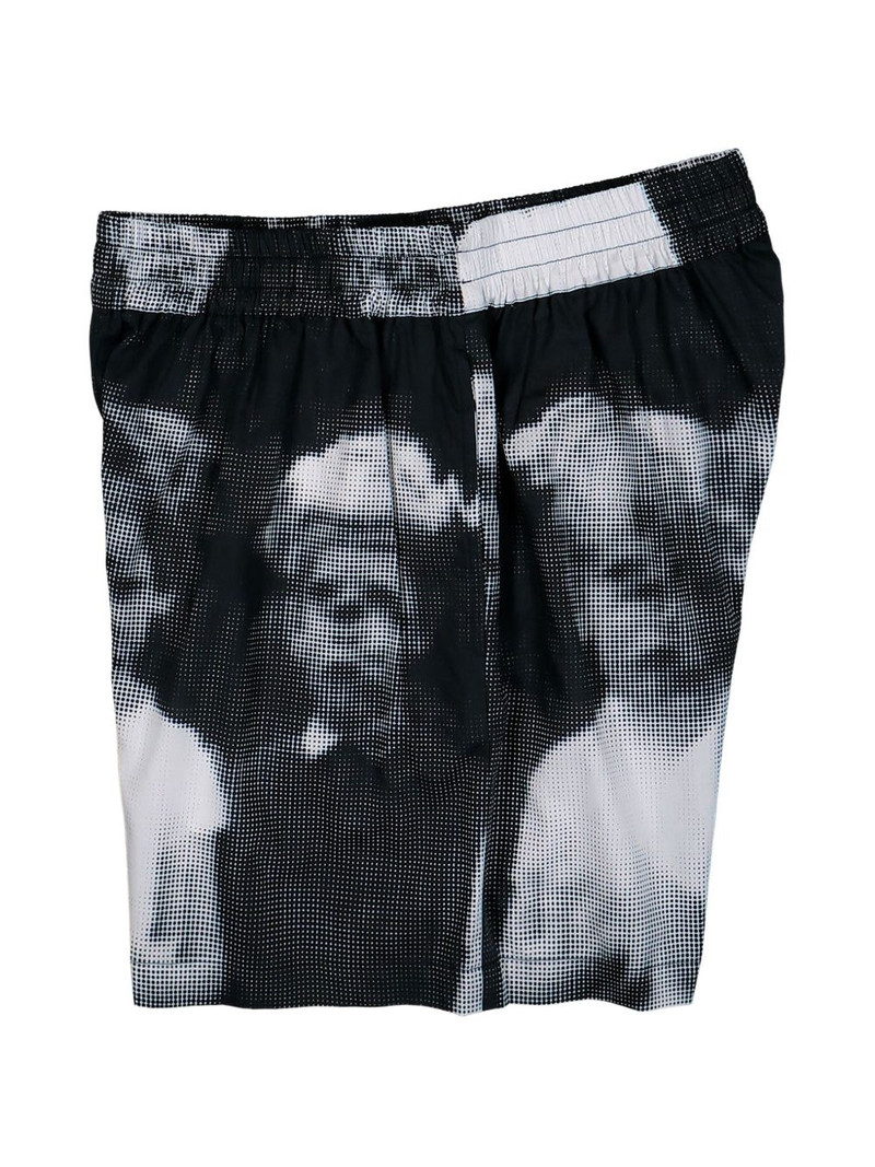 portrait-print embroidered logo shorts 3