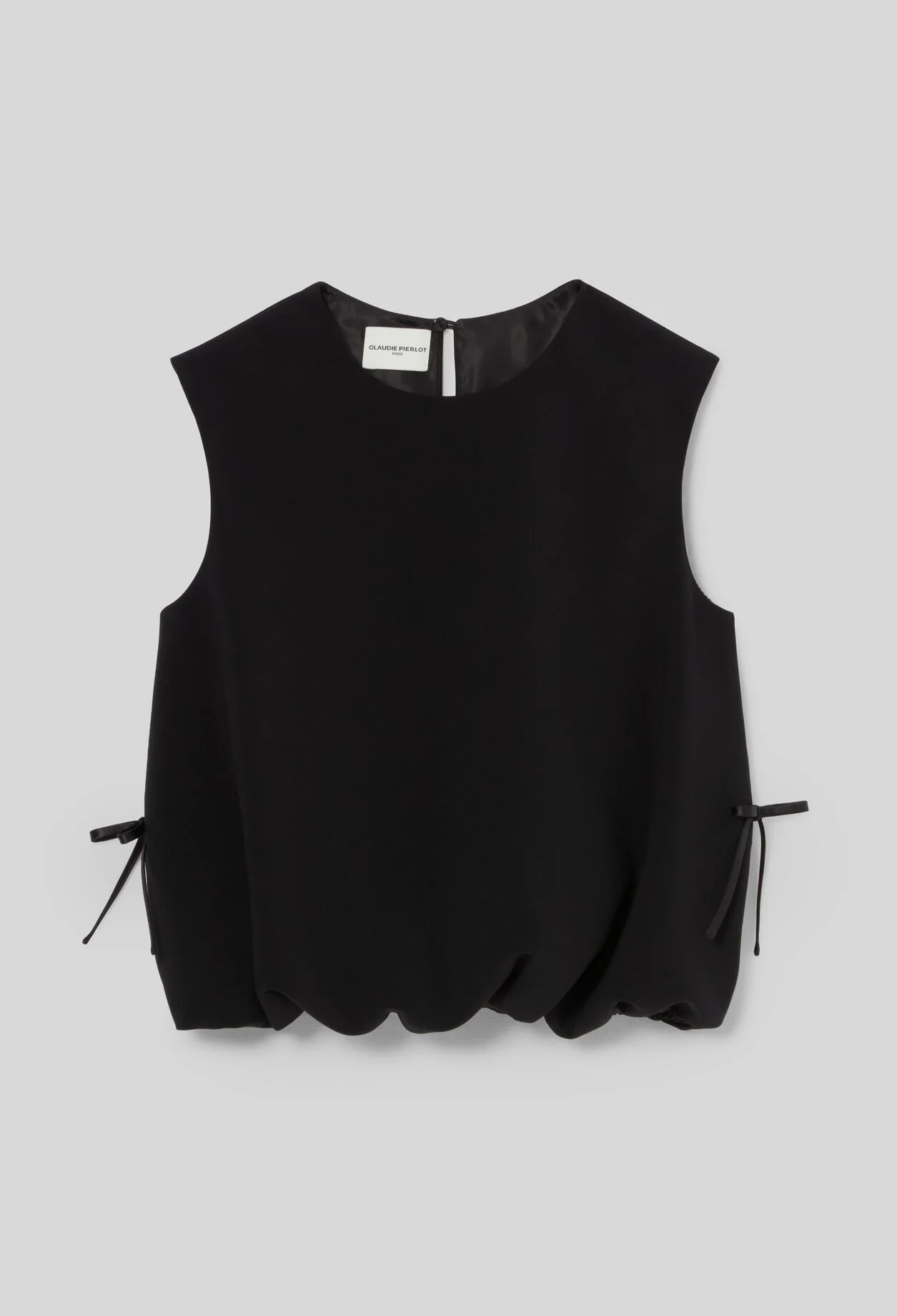 ROUND NECK BLOUSON TOP SATIN BOWS - 1