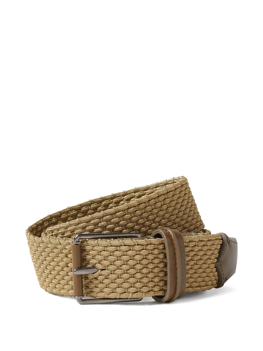 olive-green woven belt - 1