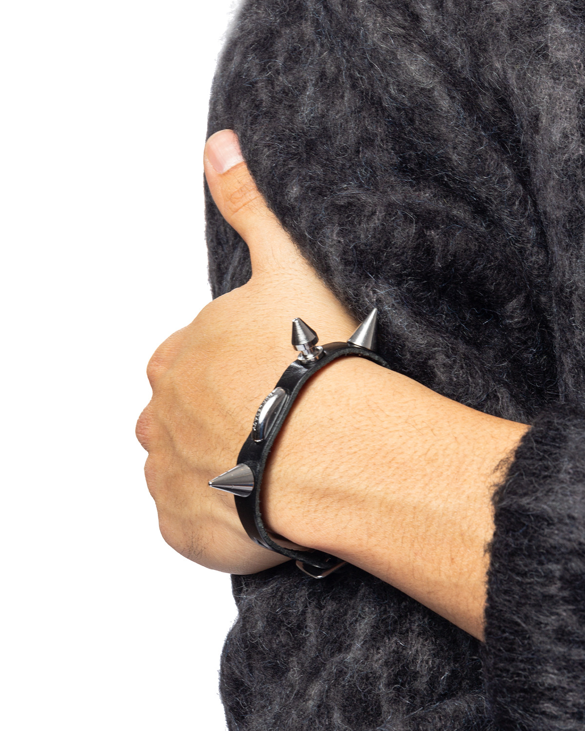 関税送料込み- OUR LEGACY SUPERSLIM STUDDED LEATHER BRACELET Superslim studded leather bracelet in black - Our Legacy