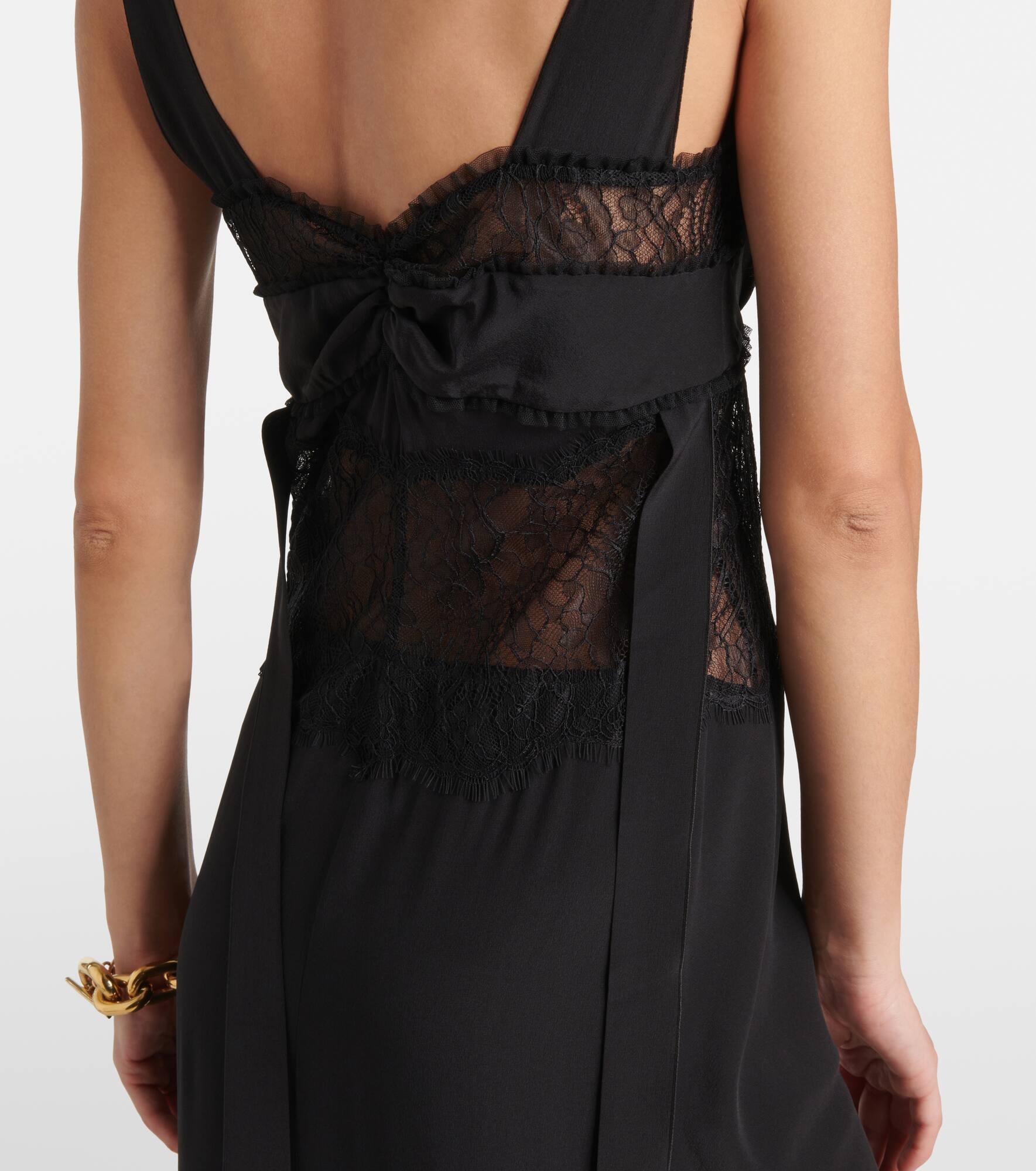Lace-trimmed silk midi dress - 6
