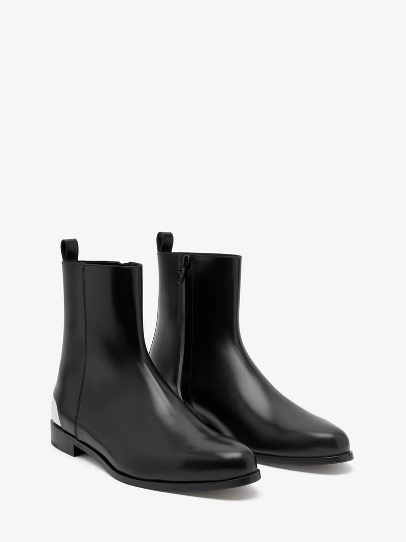 Alexander McQueen Men's Metal Heel Boot in Black/silver outlook