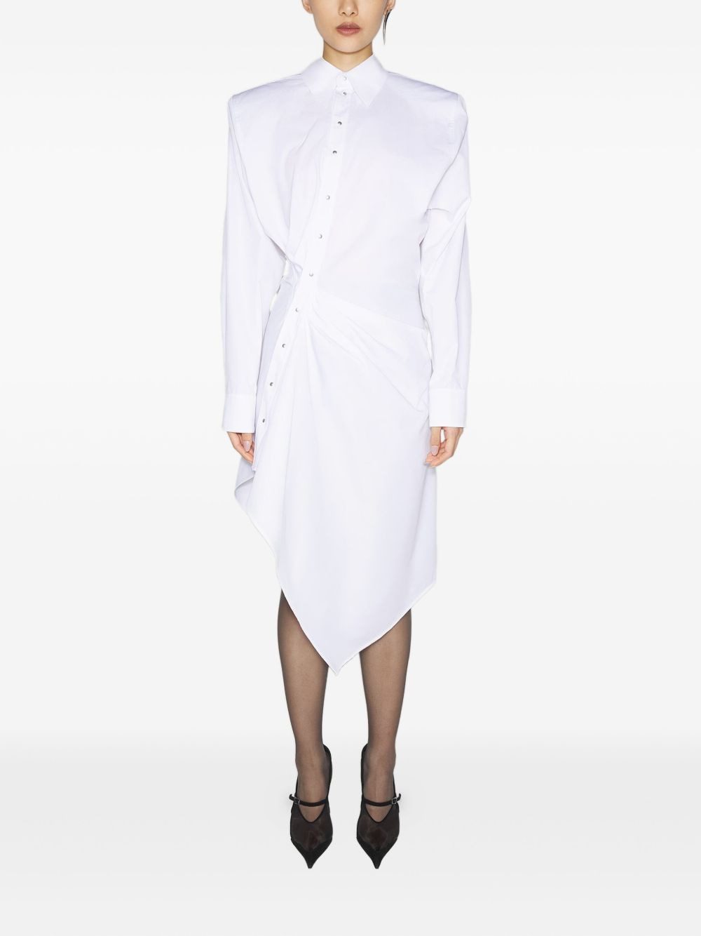 padded-shoulder asymmetrical shirt dress - 2