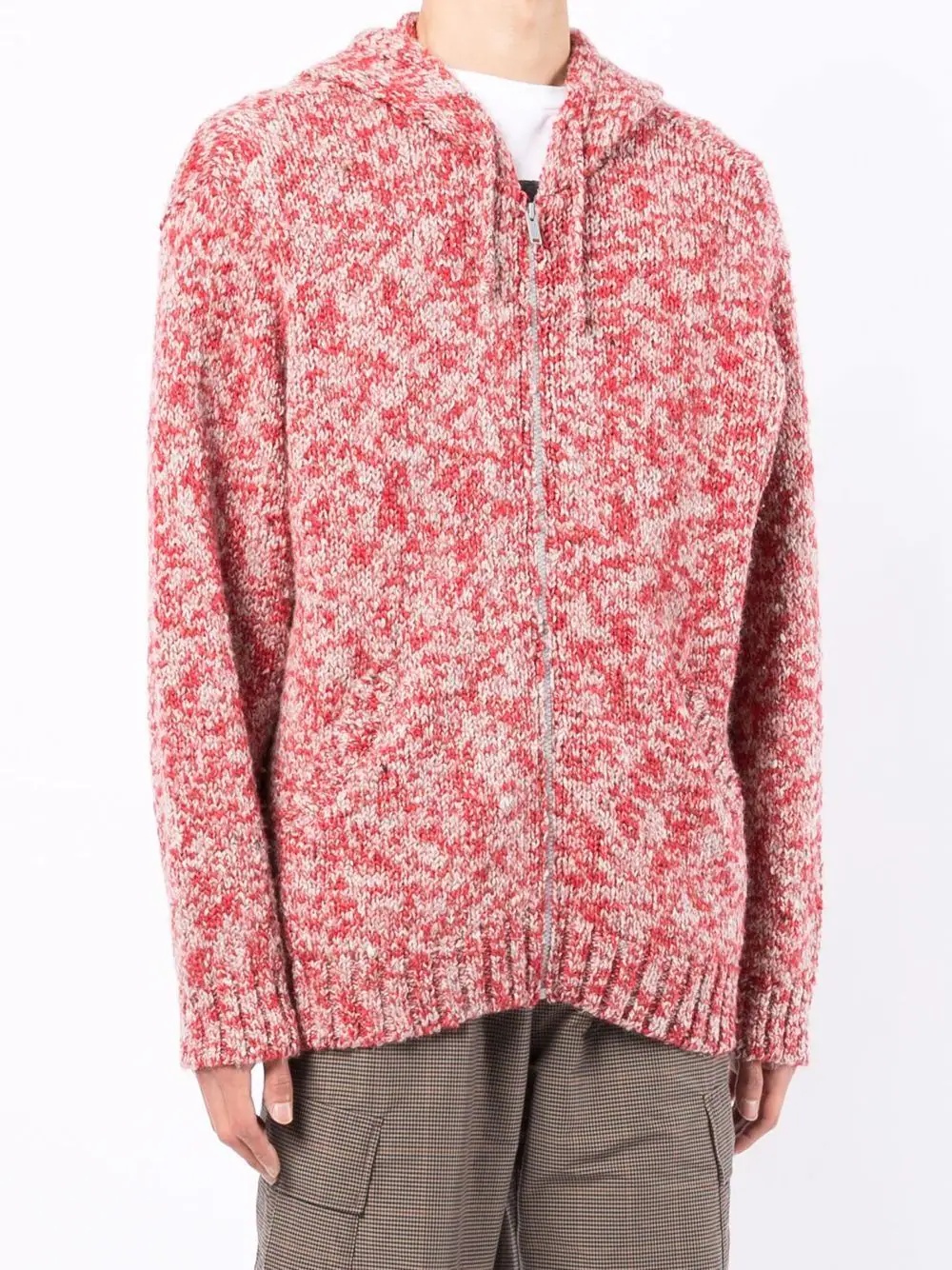 mélange-effect knitted hoodie - 3