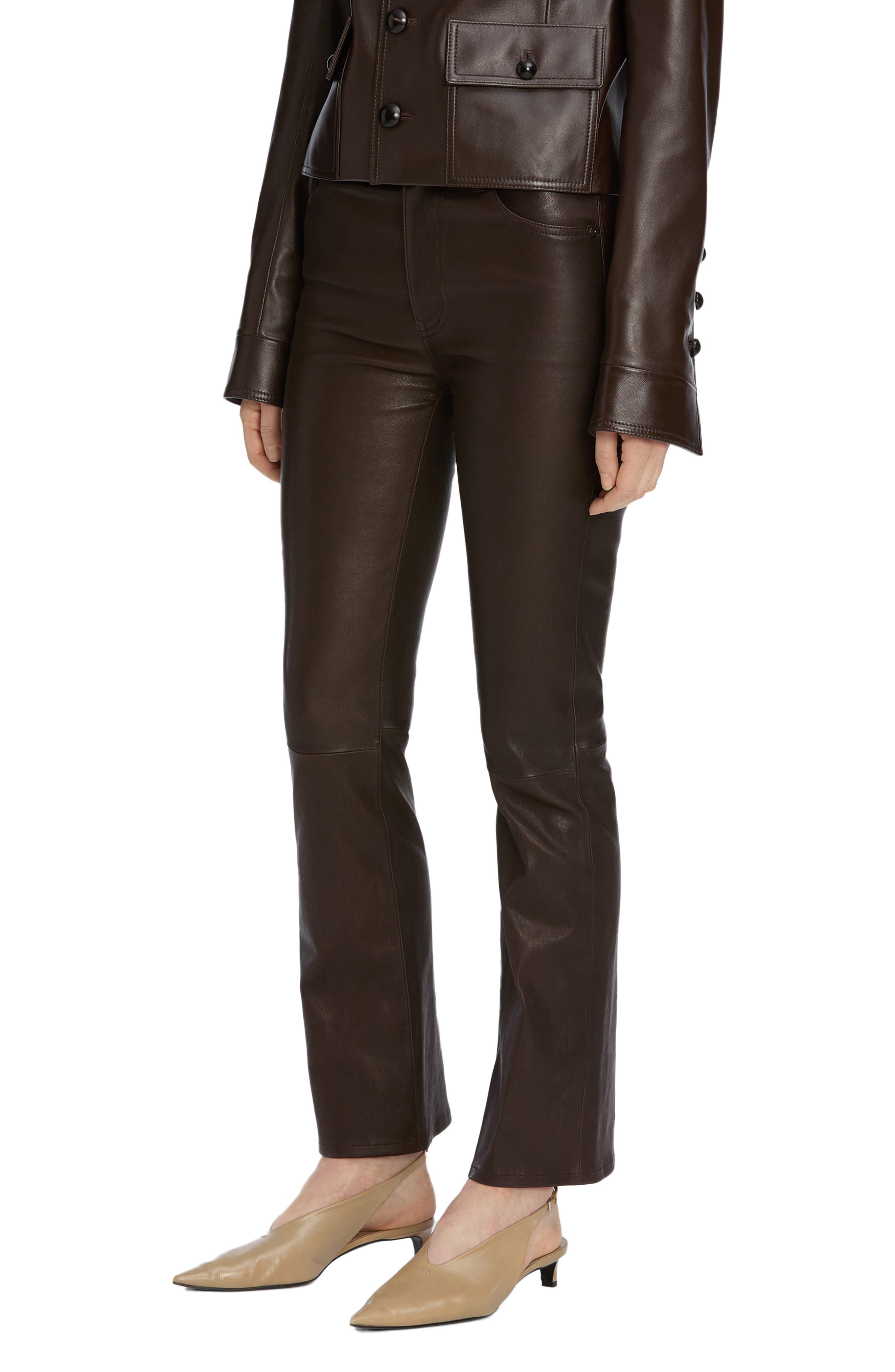 FRAME The Leather Reboot Crop Pants in Truffle at Nordstrom - 3