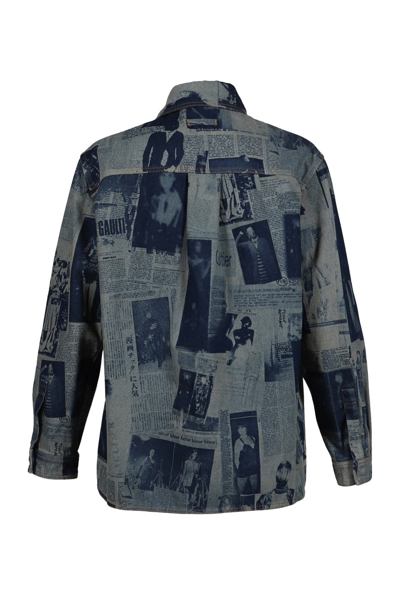 Jean Paul Gaultier DENIM SHIRT WITH NEWSPAPER PRINT / IND/BEI outlook