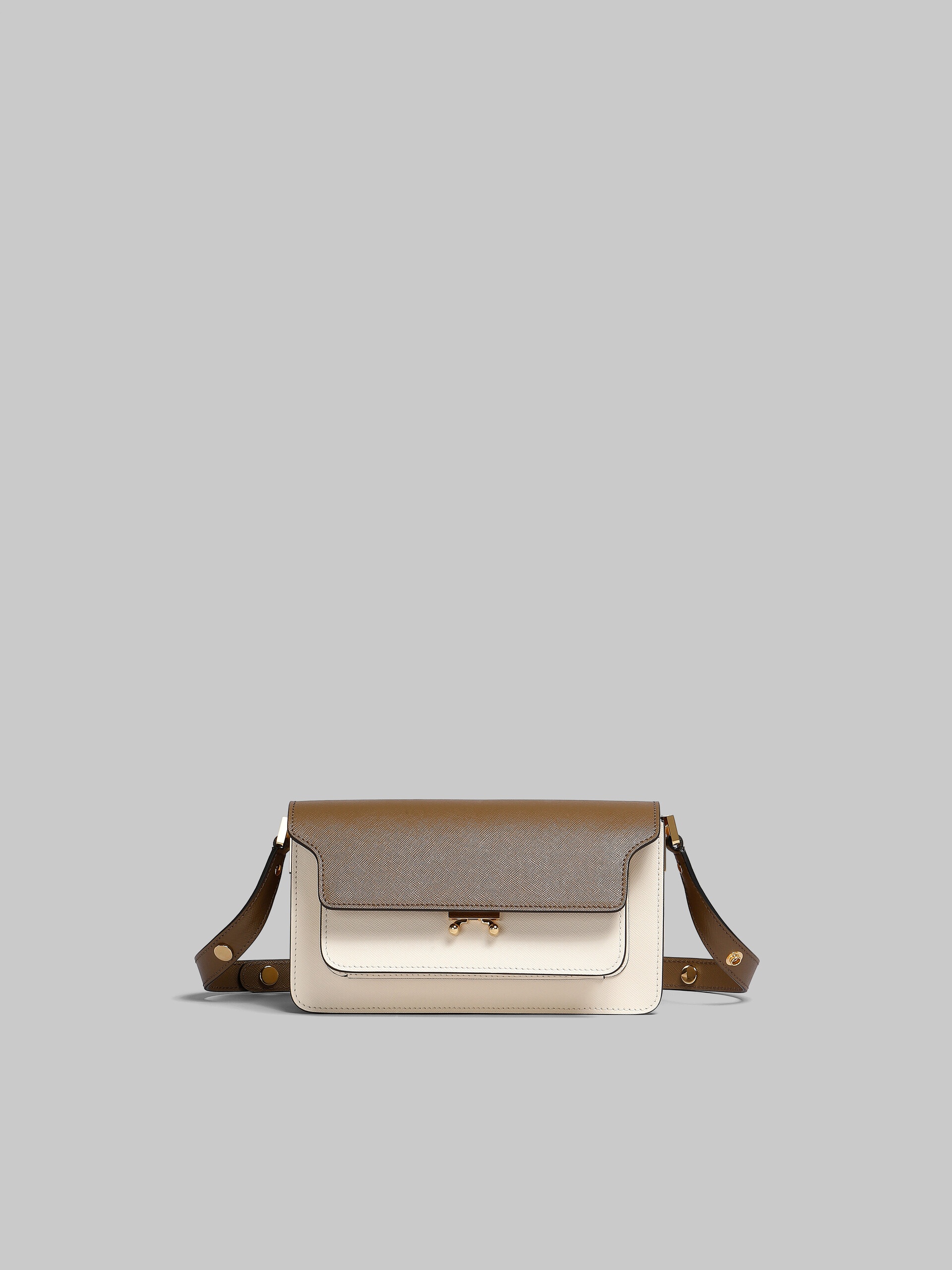 TRUNK BAG E/W IN BROWN WHITE AND ORANGE SAFFIANO LEATHER - 1