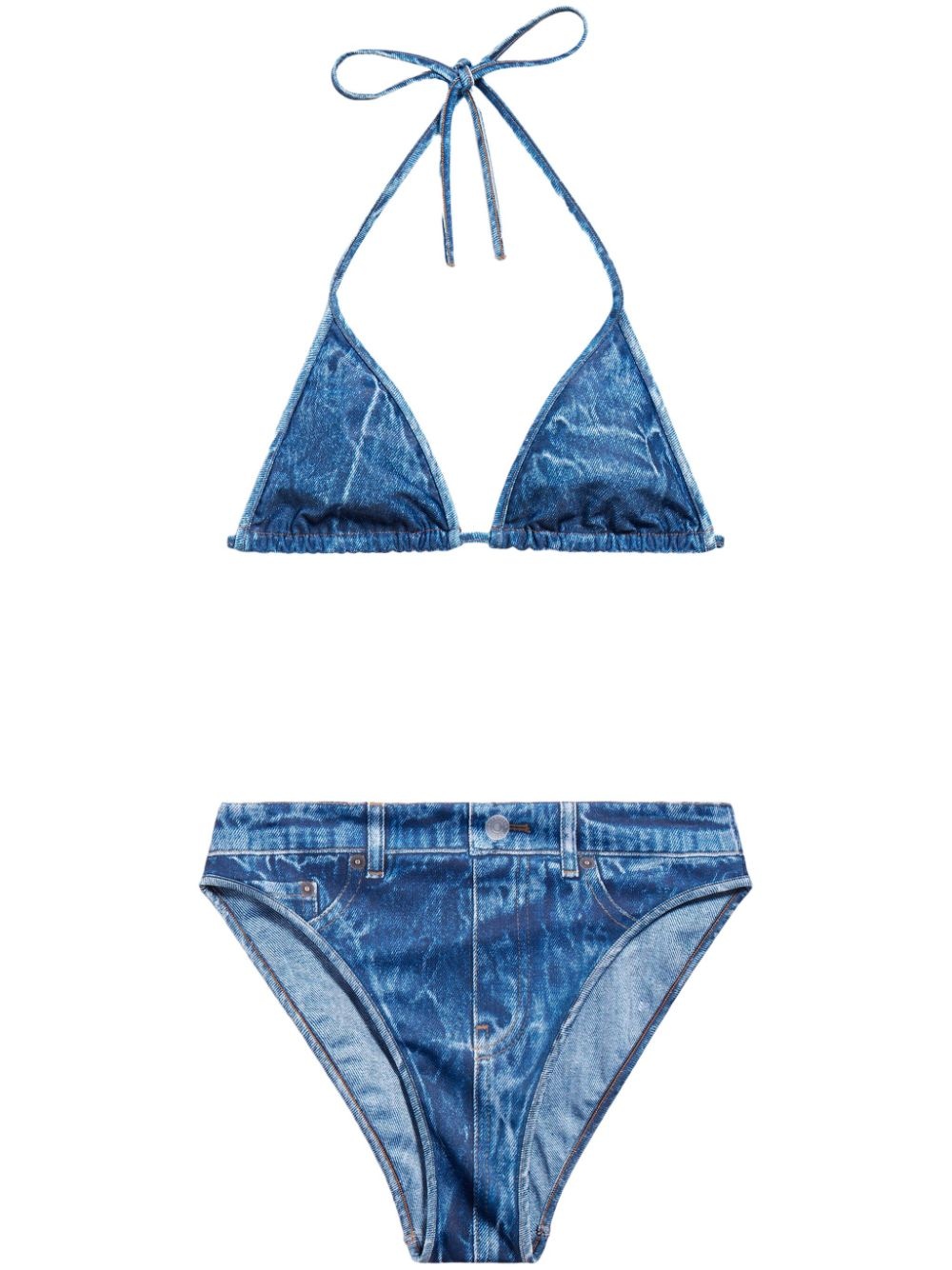 Trompe l'Oeil denim-effect bikini - 1