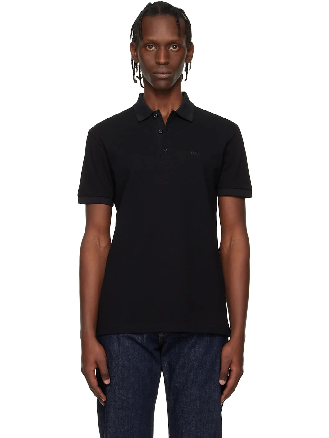 Black Cotton Piqué Paddy Polo - 1