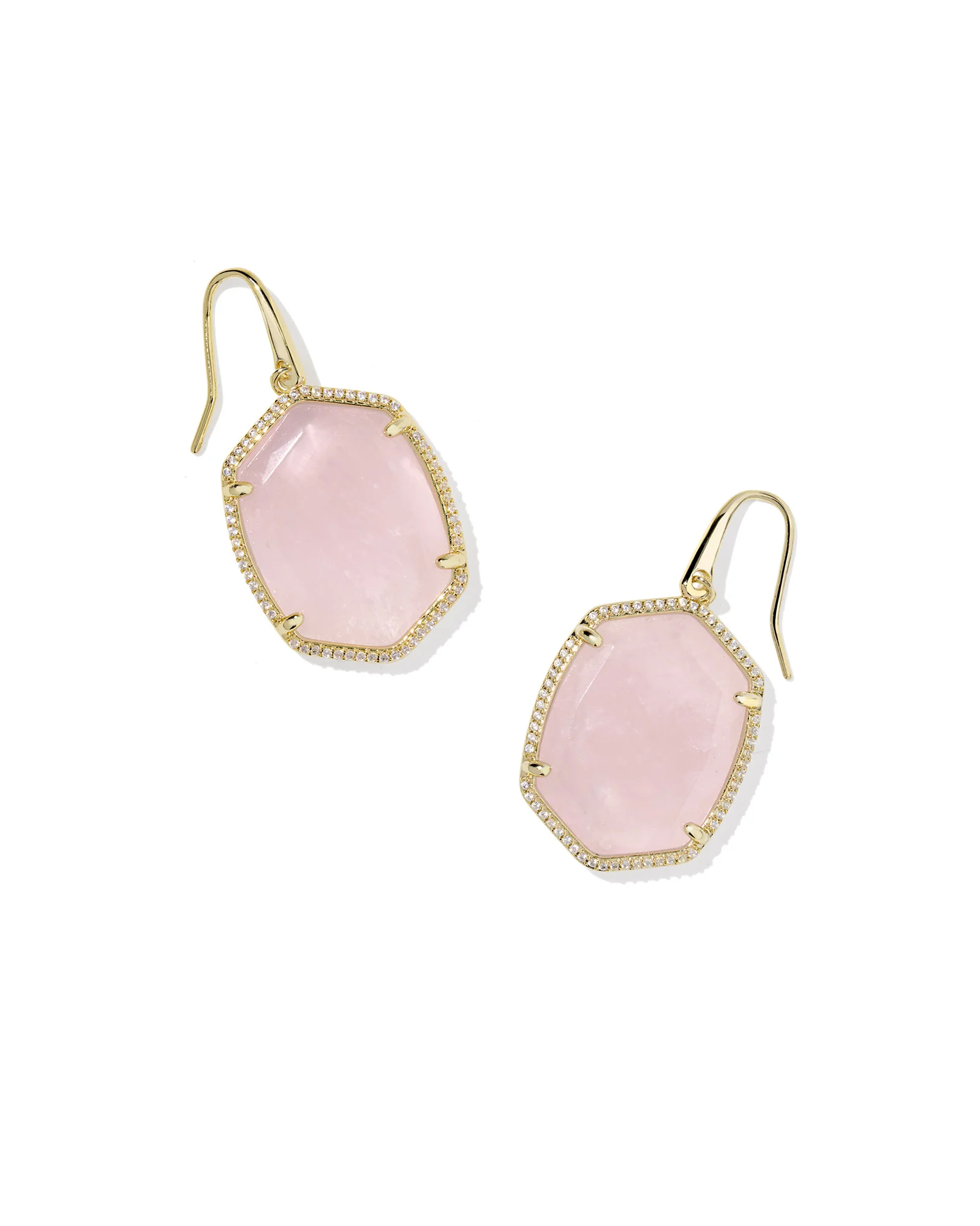 Daphne Gold Pave Frame Drop Earrings - 1
