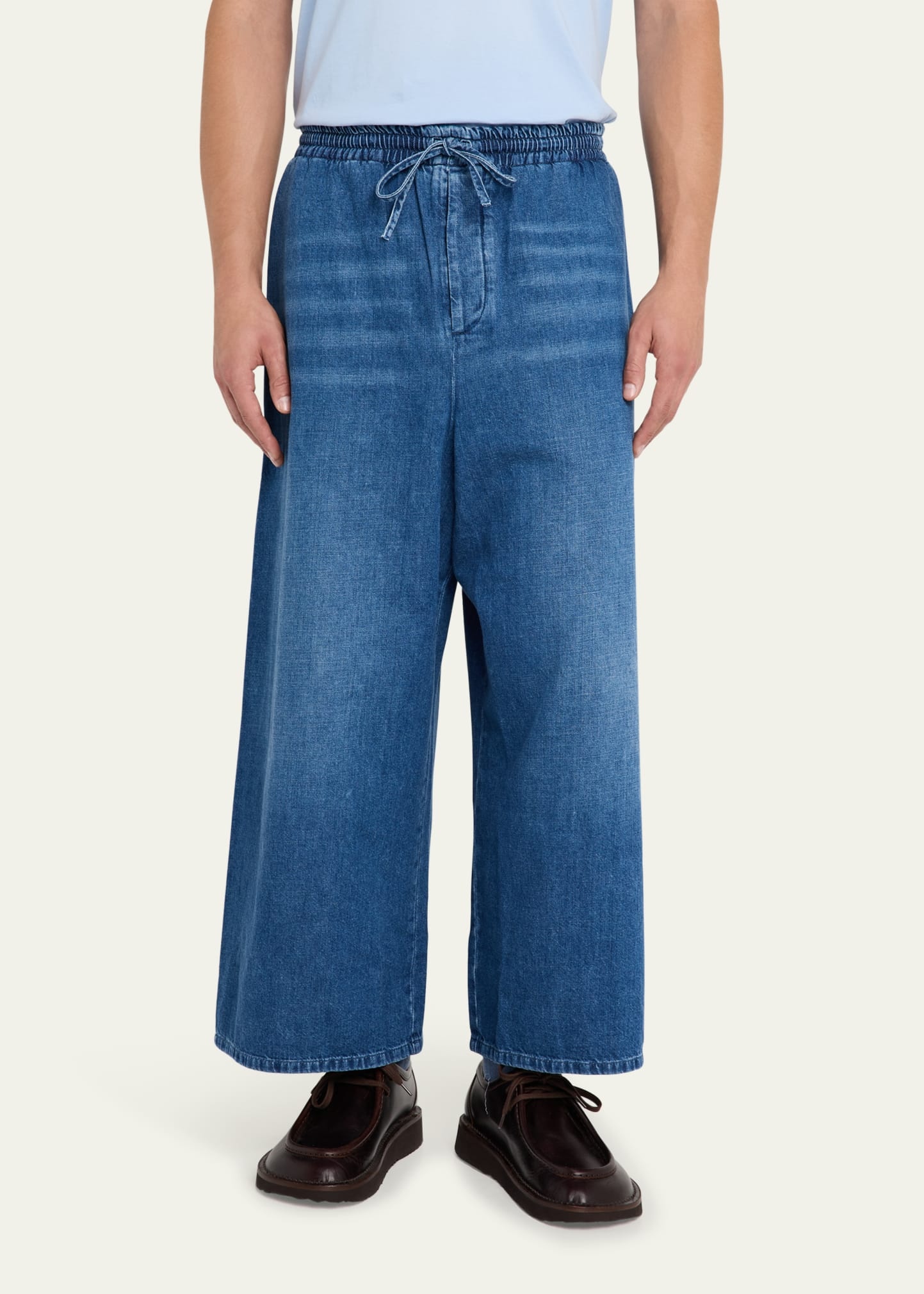 Men's Washed Denim Stretch-Waistband Pants - 4