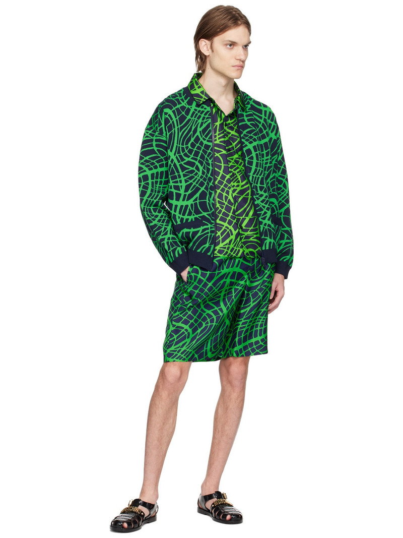 Moschino Navy & Green Wave Shorts outlook