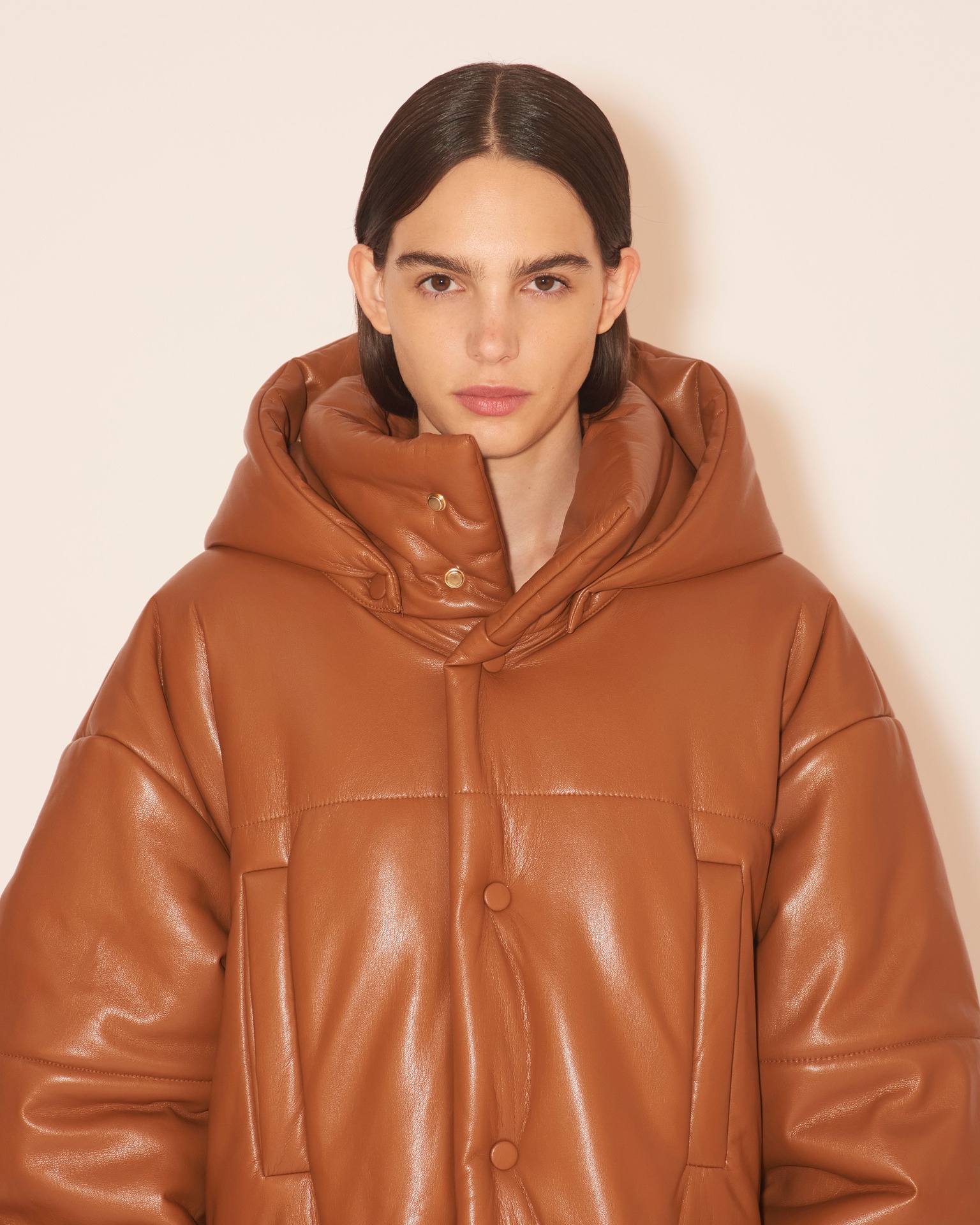 RADI - OKOBOR™ alt-leather padded coat - Tobacco - 10