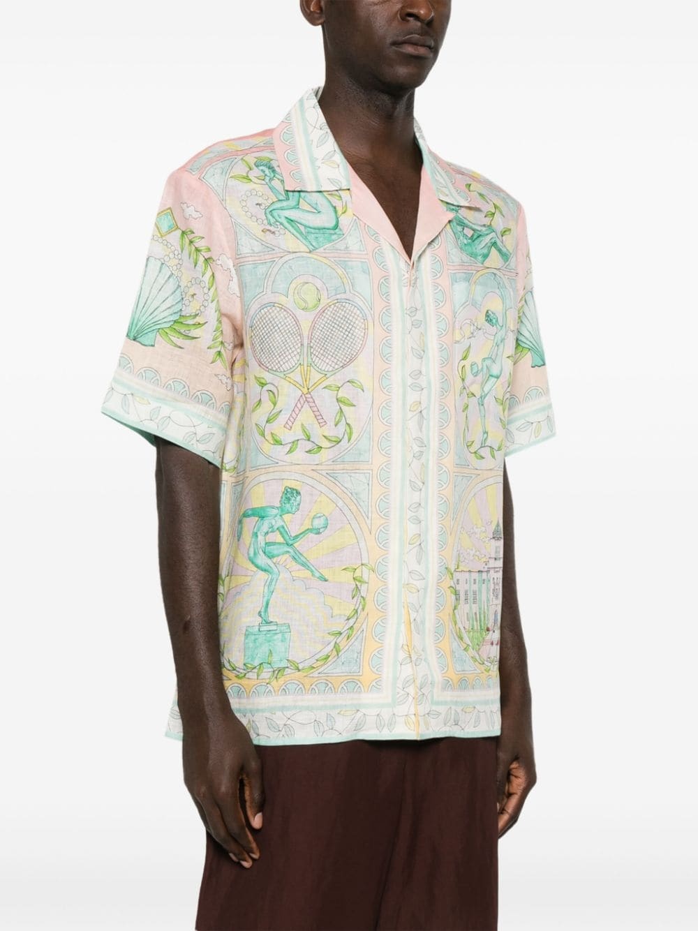 Vase-print linen shirt - 3