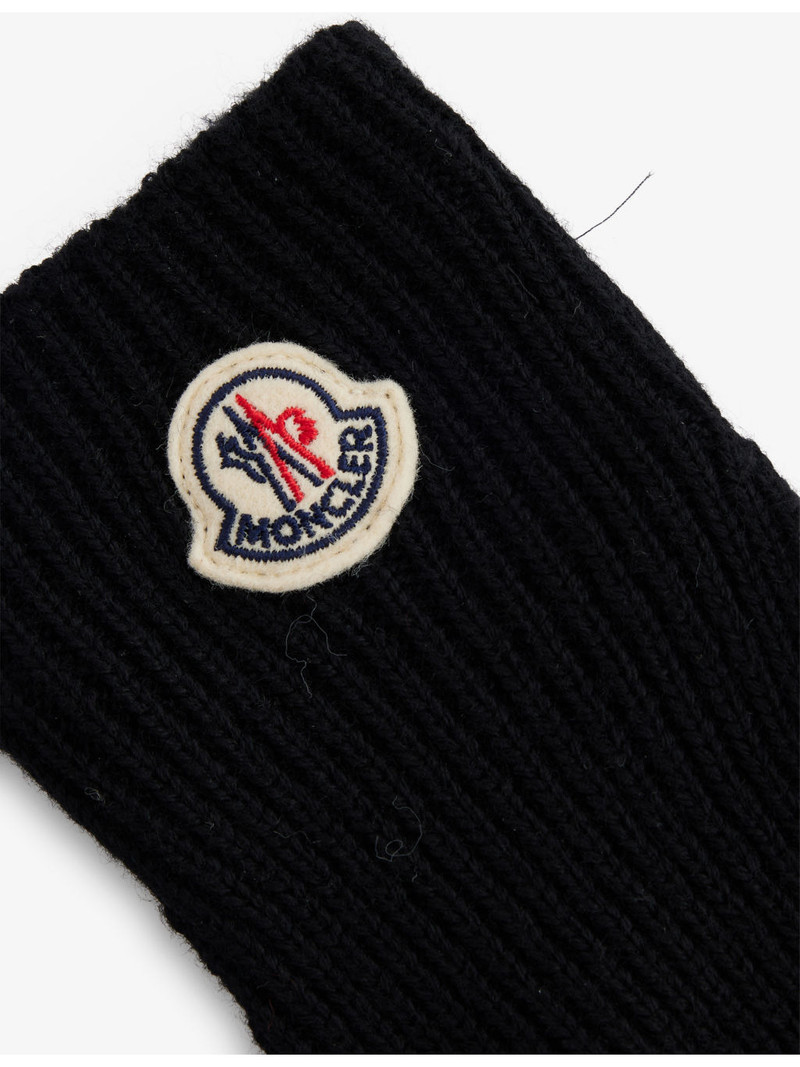 Moncler Brand-Patch Ribbed Wool Gloves outlook
