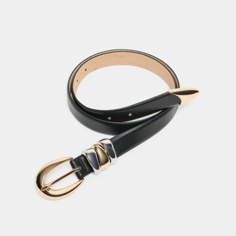MIXED METAL BUCKLE BELT BLACK 5