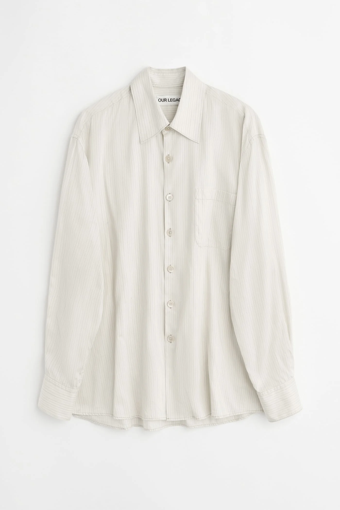 Above Shirt Faded Bone Windstripe Lyocell - 1