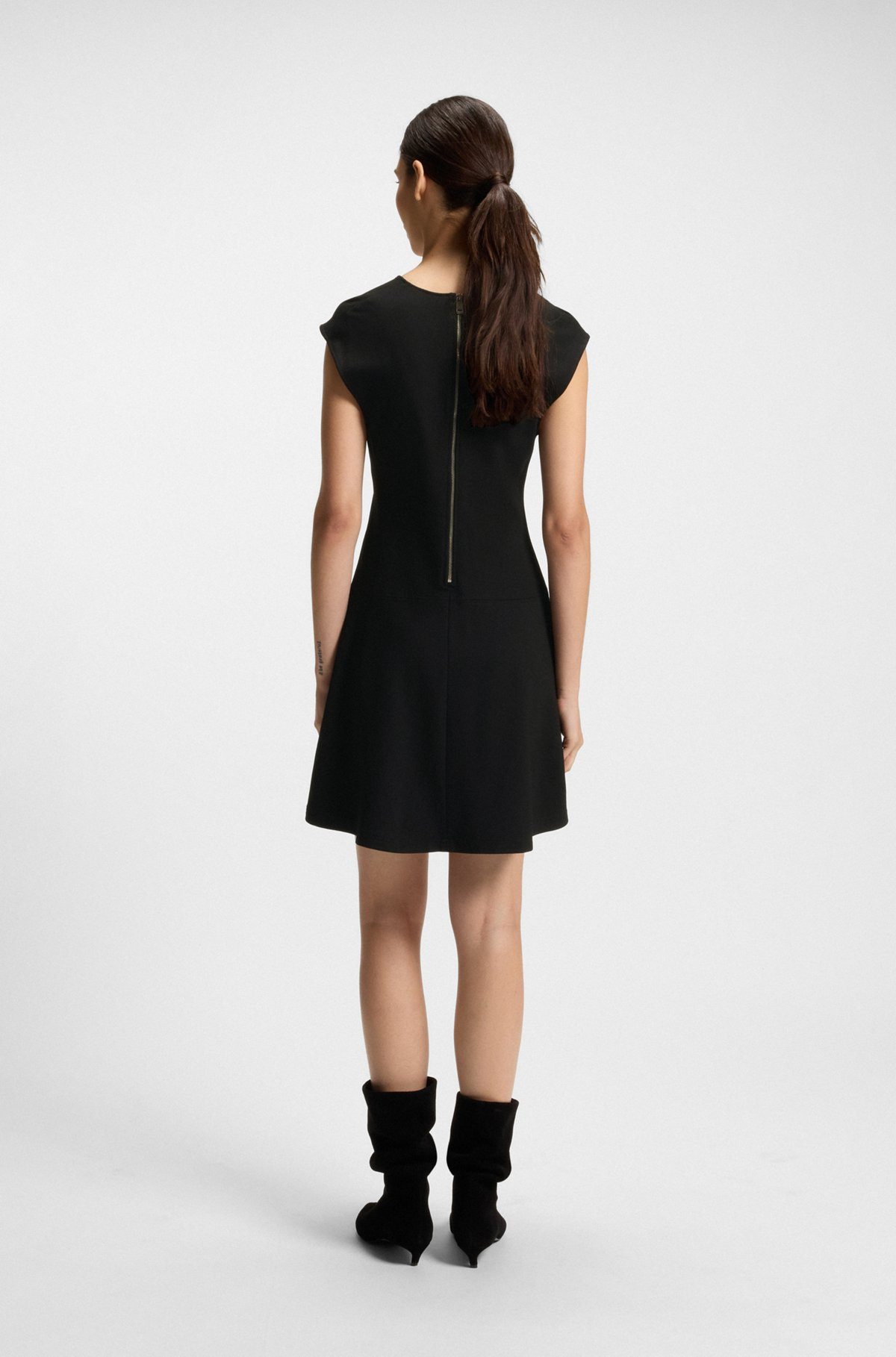 A-LINE DRESS IN STRETCH FABRIC WITH STITCHED CUTLINES - 4