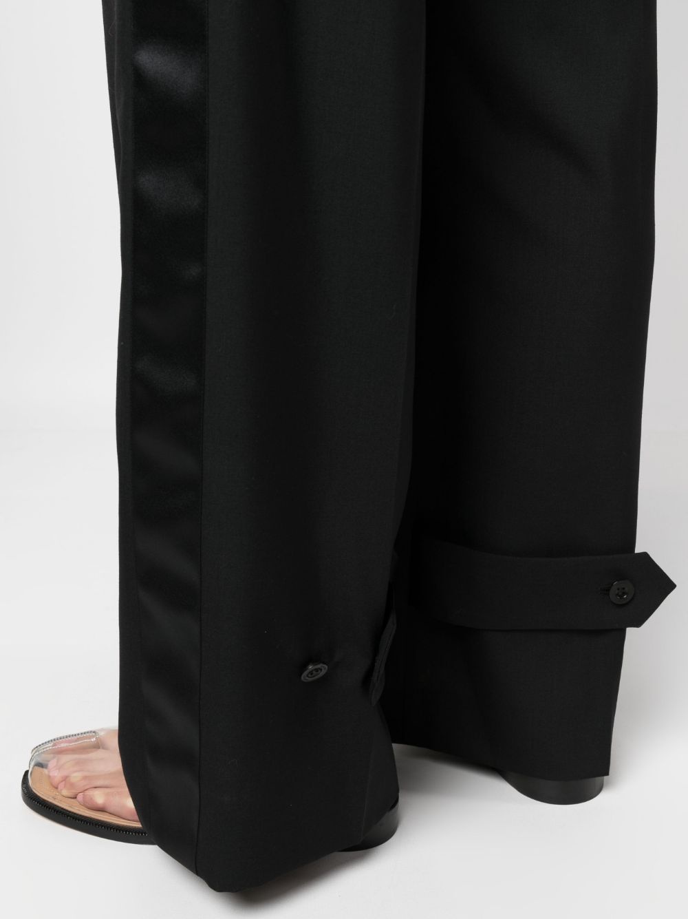 satin-trim high-waisted trousers - 5