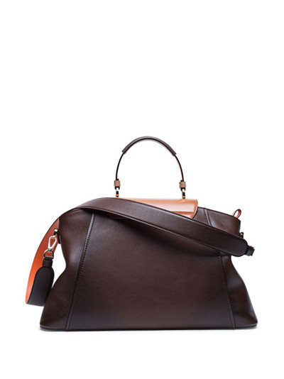 Santoni logo-debossed leather shoulder bag outlook