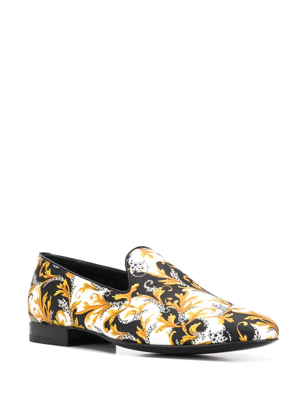 baroque-print silk slippers - 2