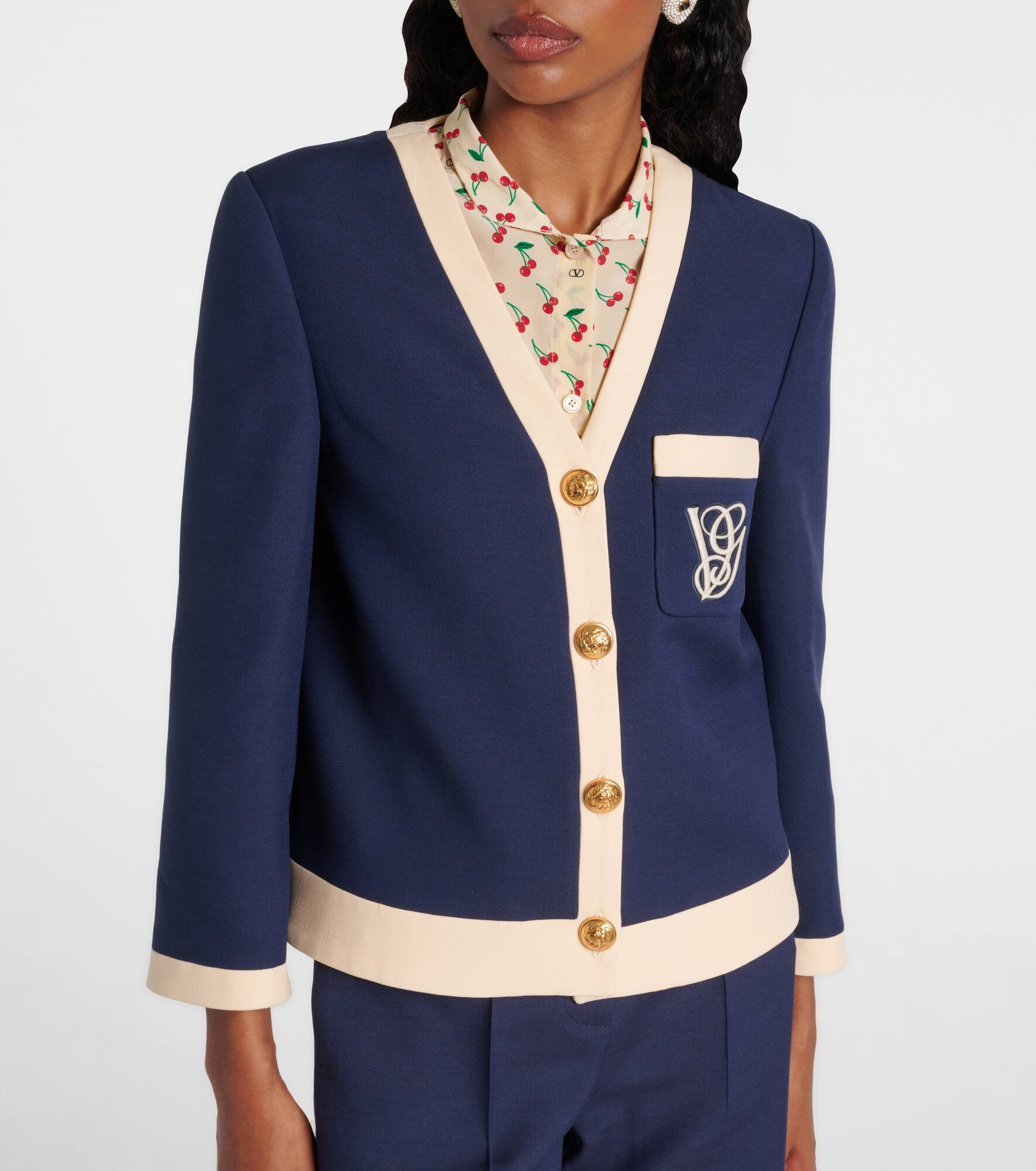 Embroidered wool and silk jacket - 6