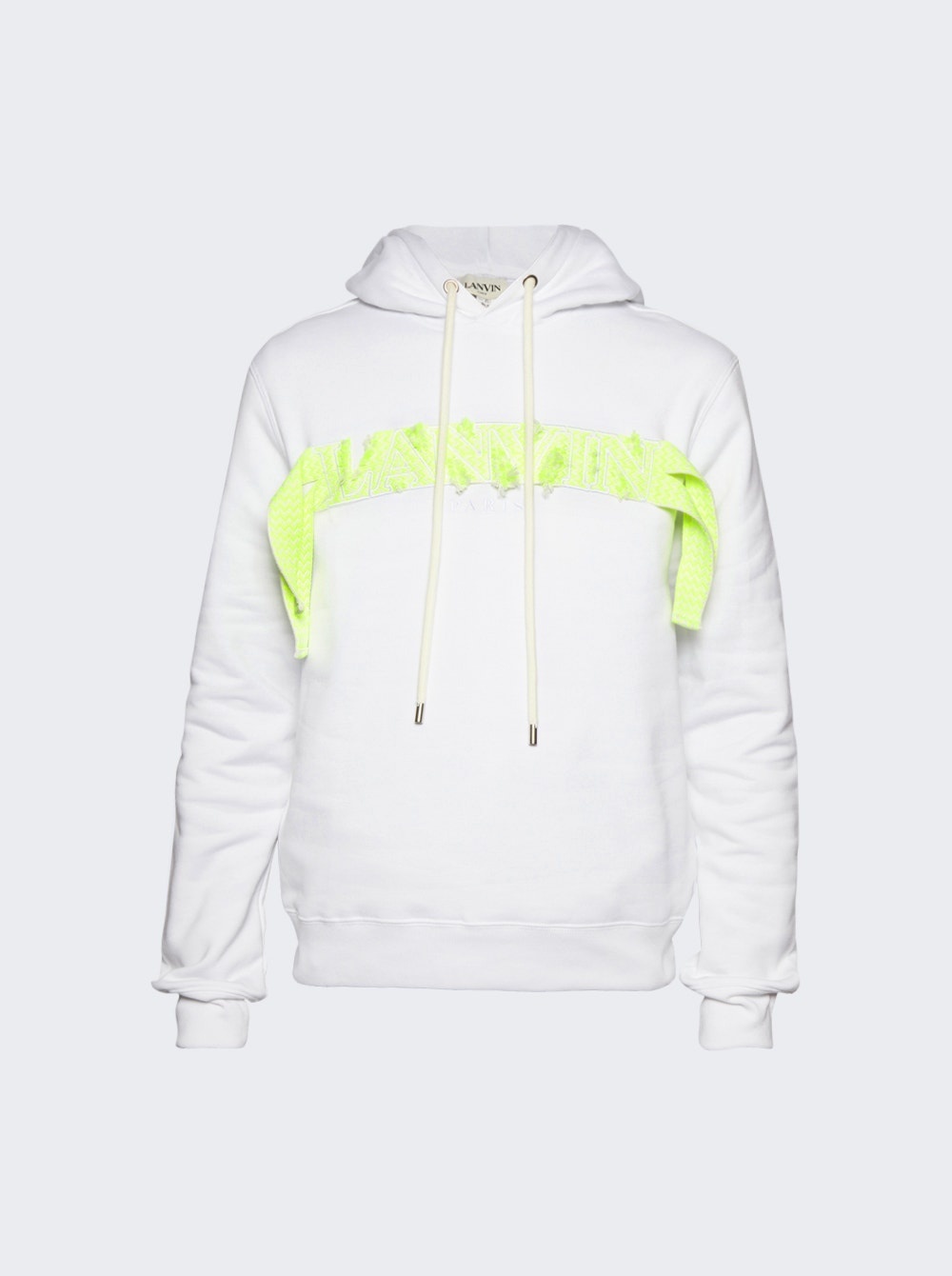 Curb Long Fleece Hoodie Optic White and Green - 1