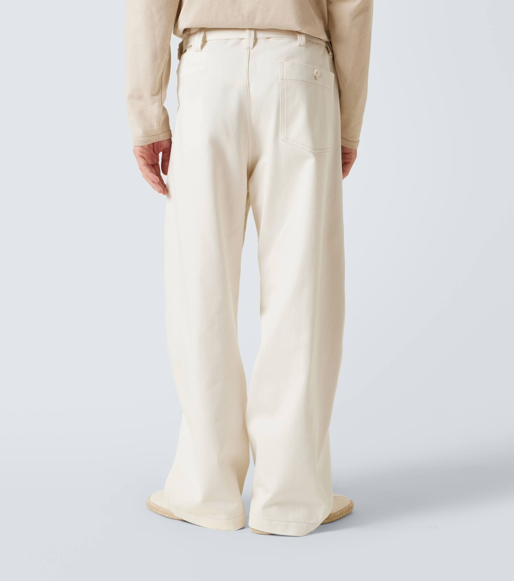 Cotton drill barrel-leg pants - 4