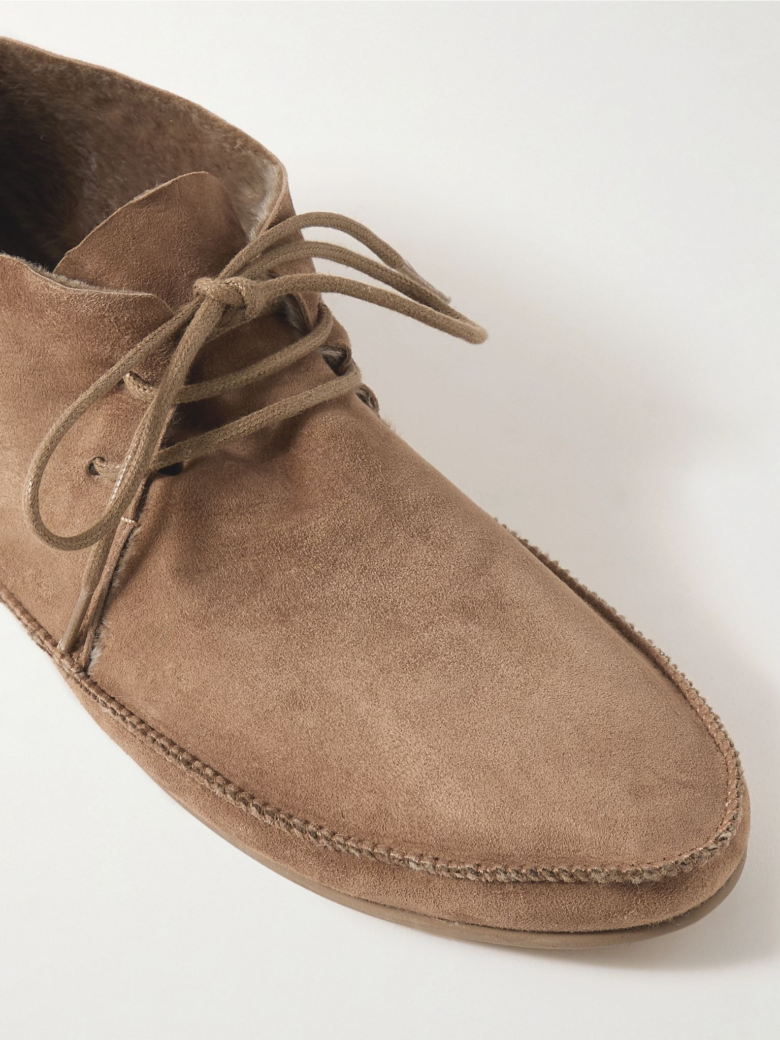 Tyler shearling-lined suede ankle boots Tan - 4