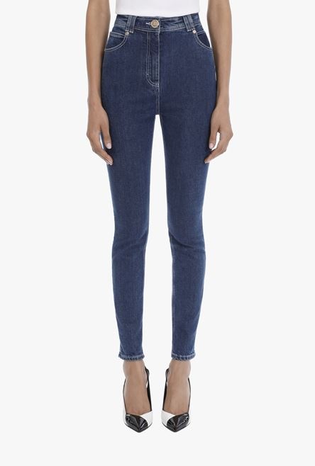 Skinny high-waisted light blue jeans - 5