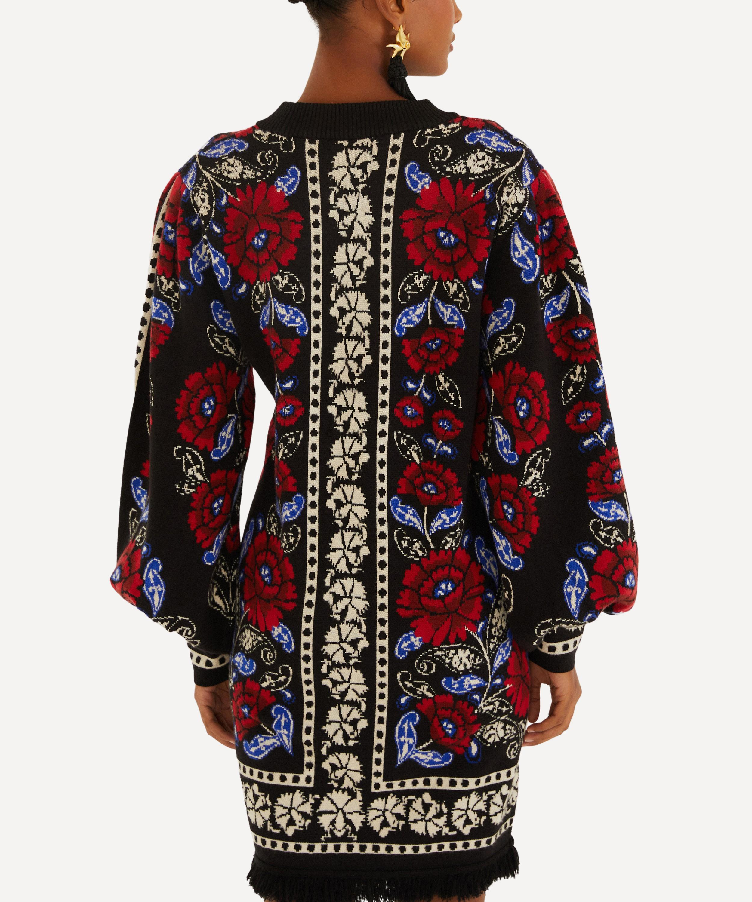 Black Mixed Valentina V-Neck Knit Dress - 2