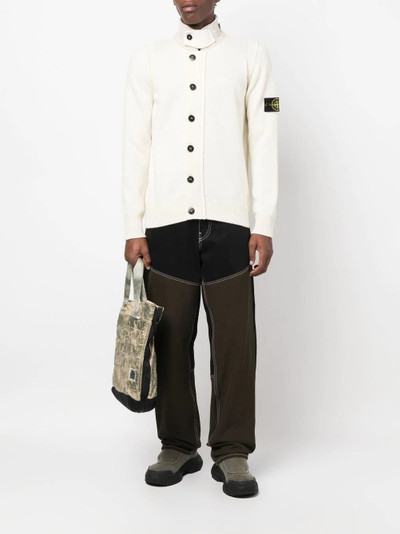 Stone Island Compass-patch knitted cardigan outlook