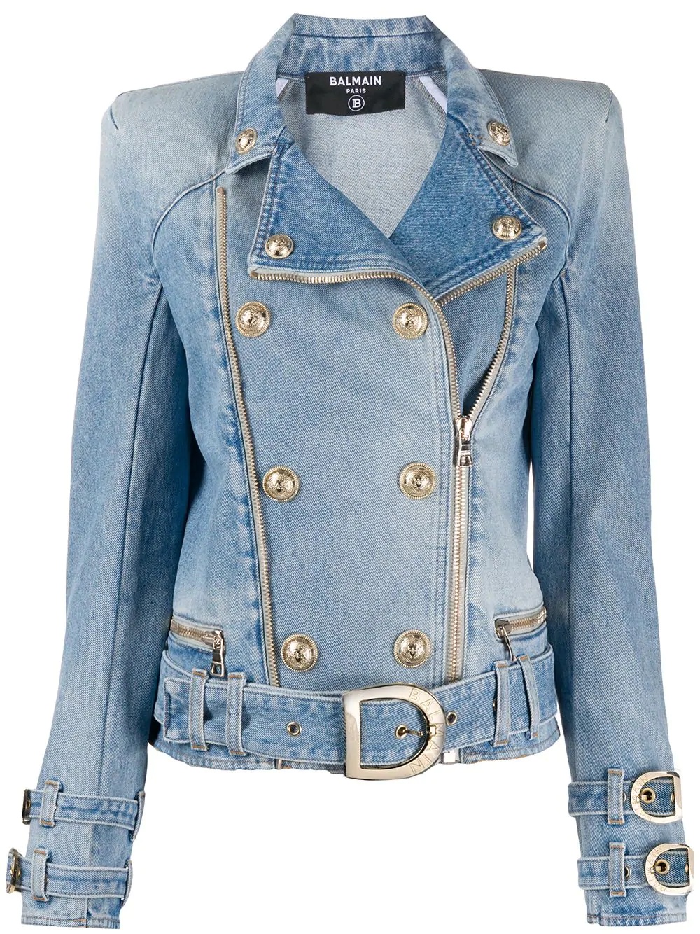 double-breasted denim jacket - 1