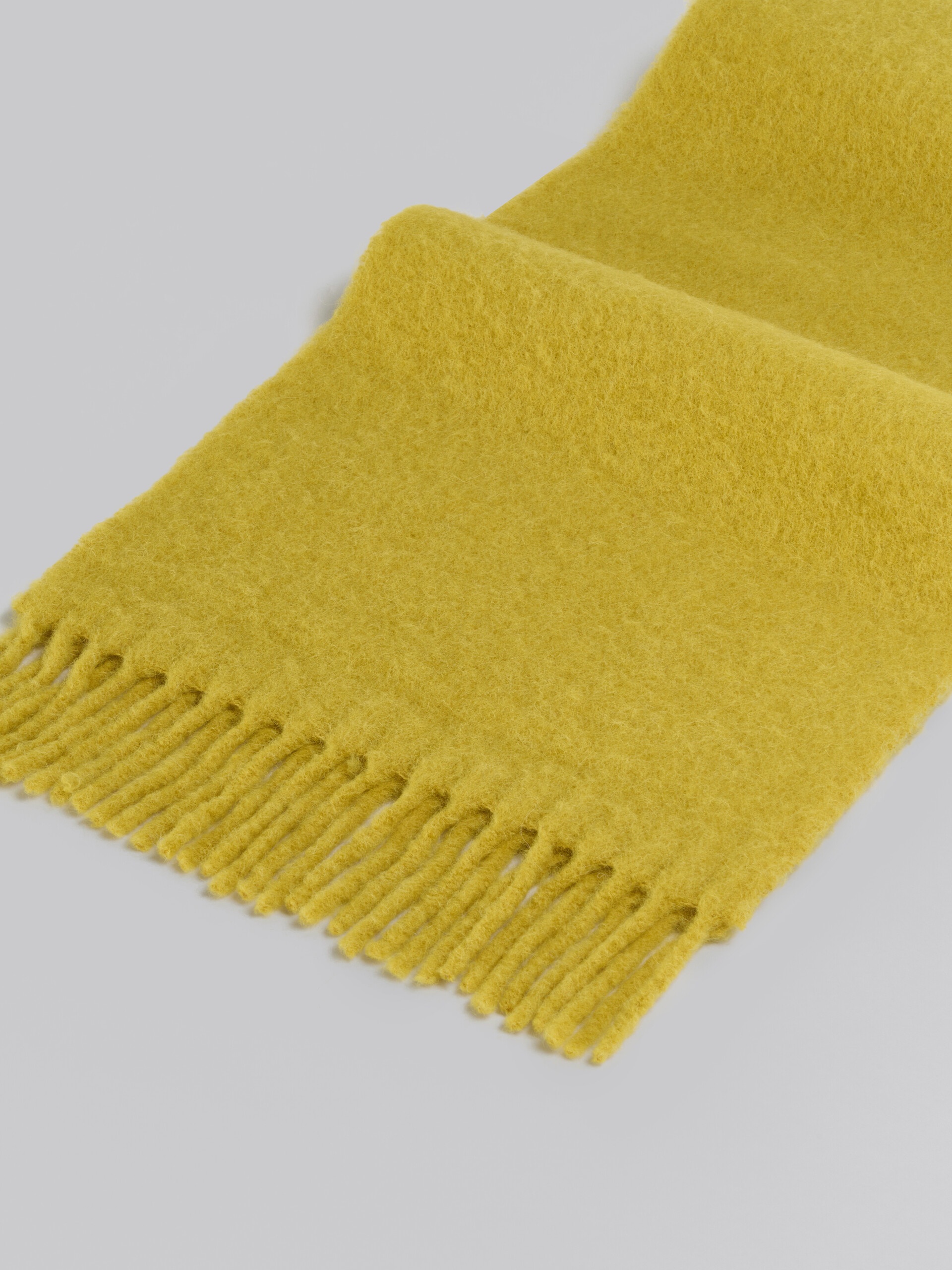 YELLOW BRUSHED ALPACA SCARF WITH FRINGES - 4