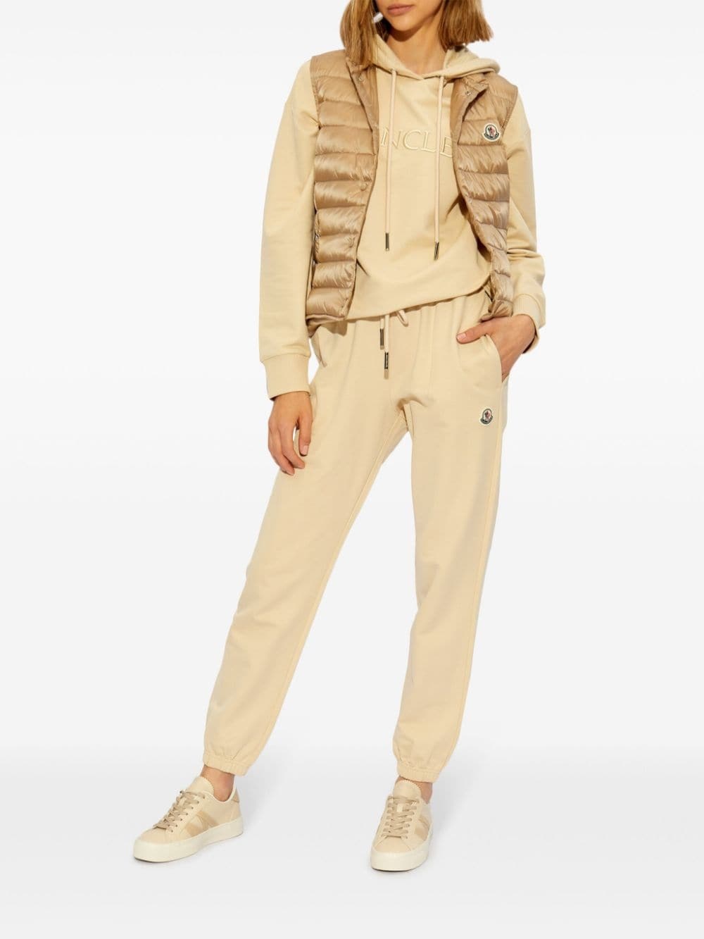 mock neck logo patch down gilet - 2