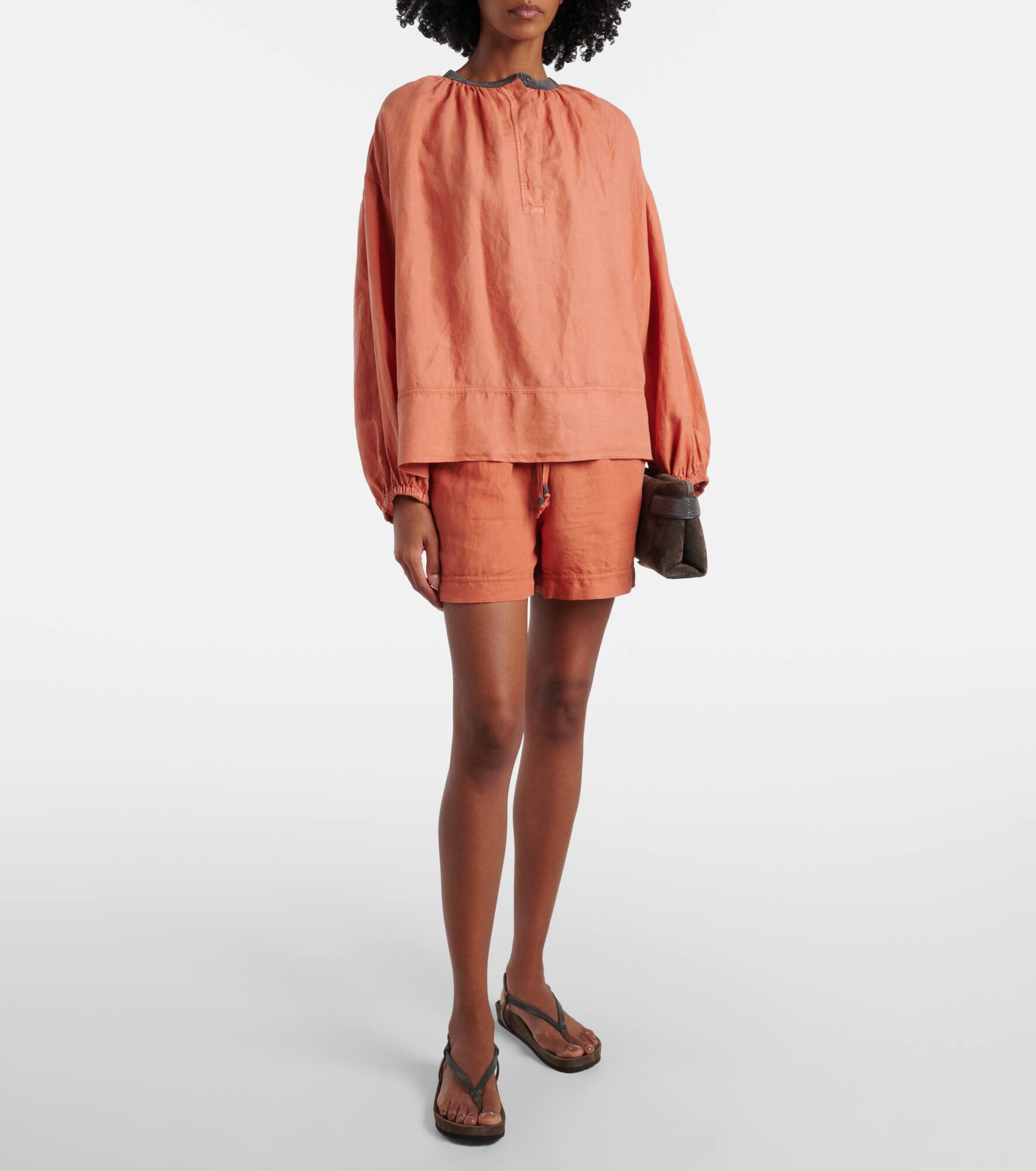 Linen and cotton Bermuda shorts - 2