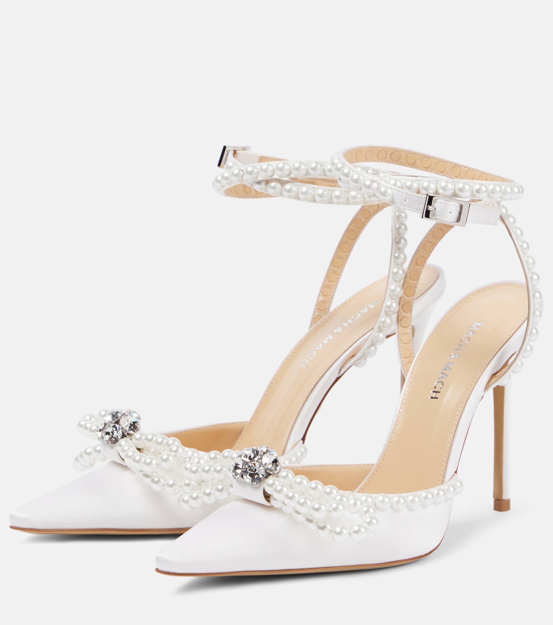 Double Bow embellished satin pumps - 4