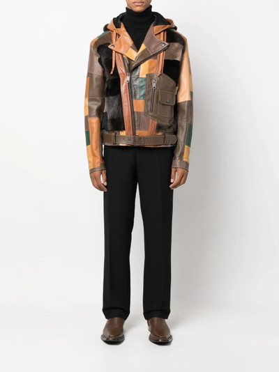 Moschino patchwork leather jacket outlook