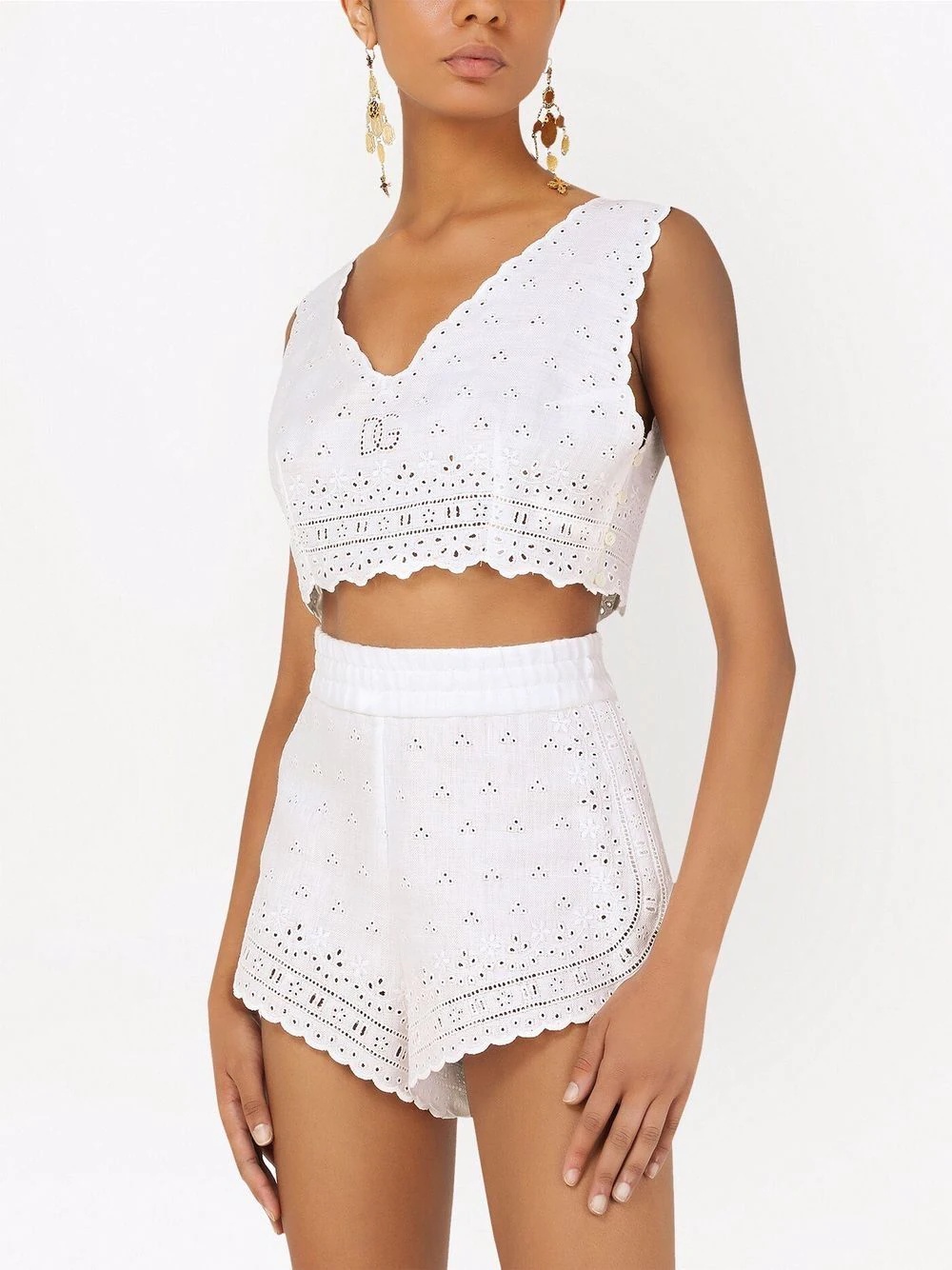 broderie anglaise cropped top - 5