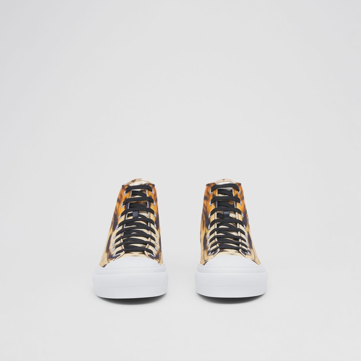 Tiger Print Cotton High-top Sneakers - 5