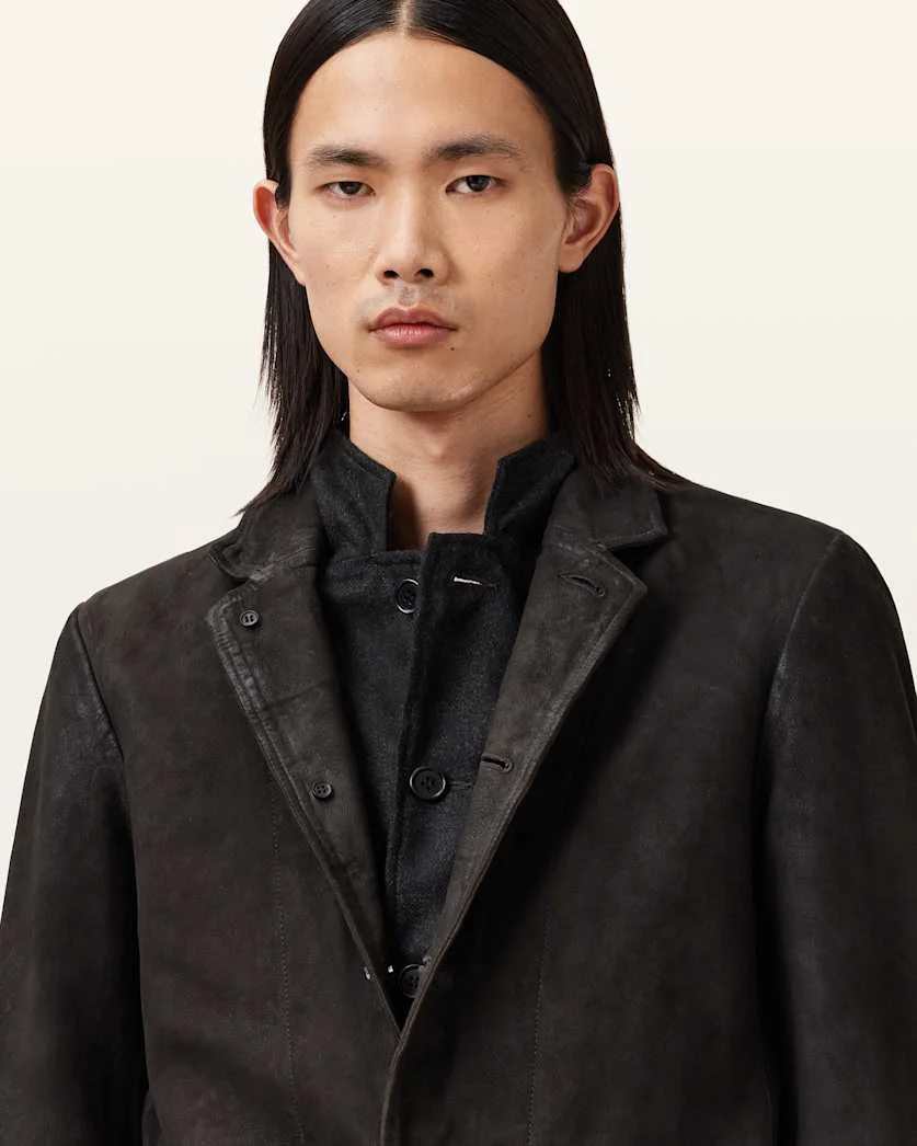 SURVEY DOUBLE LAYERED WAXED SUEDE BLAZER - 1