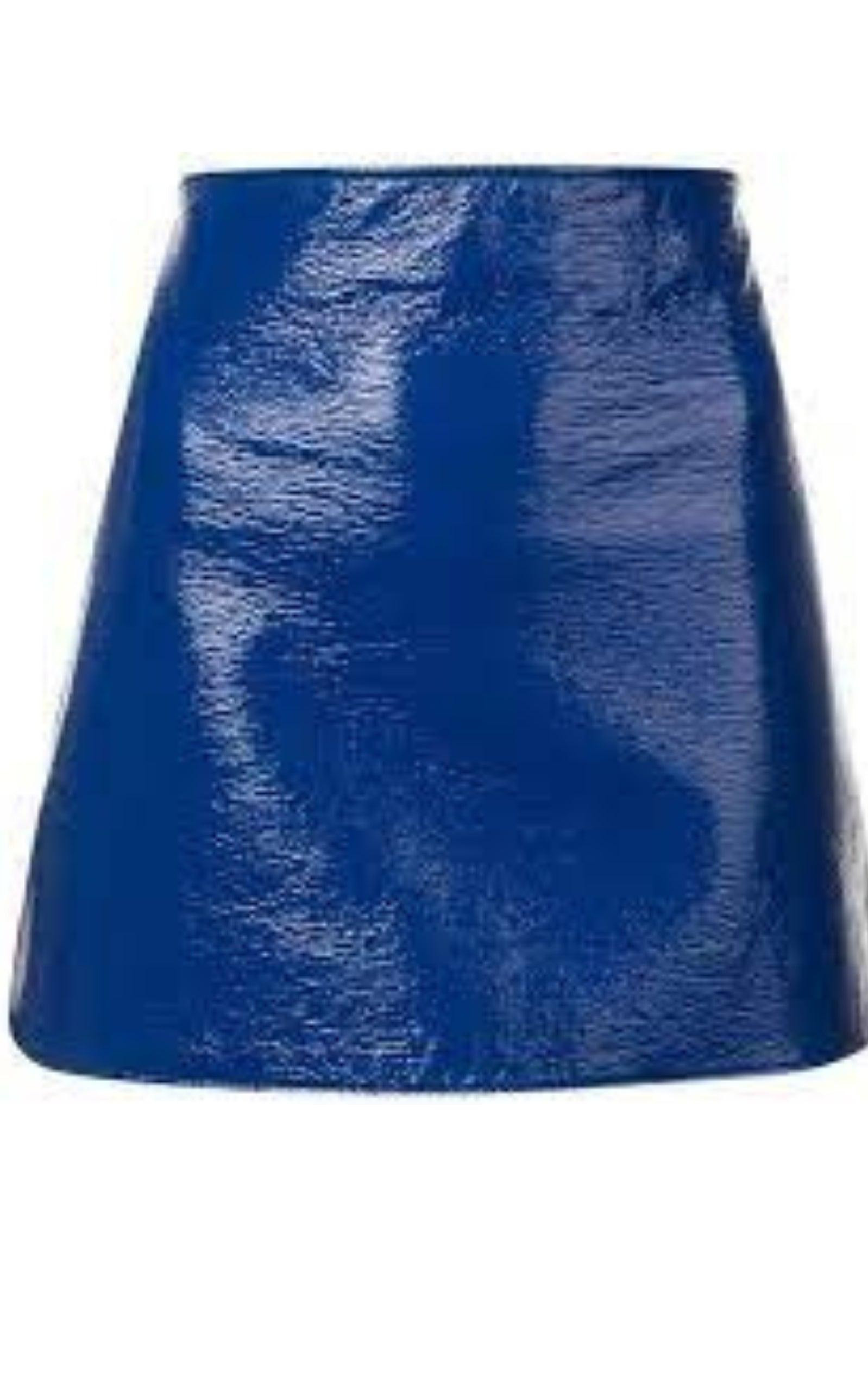 Blue Vinyl A-Line Skirt - 2