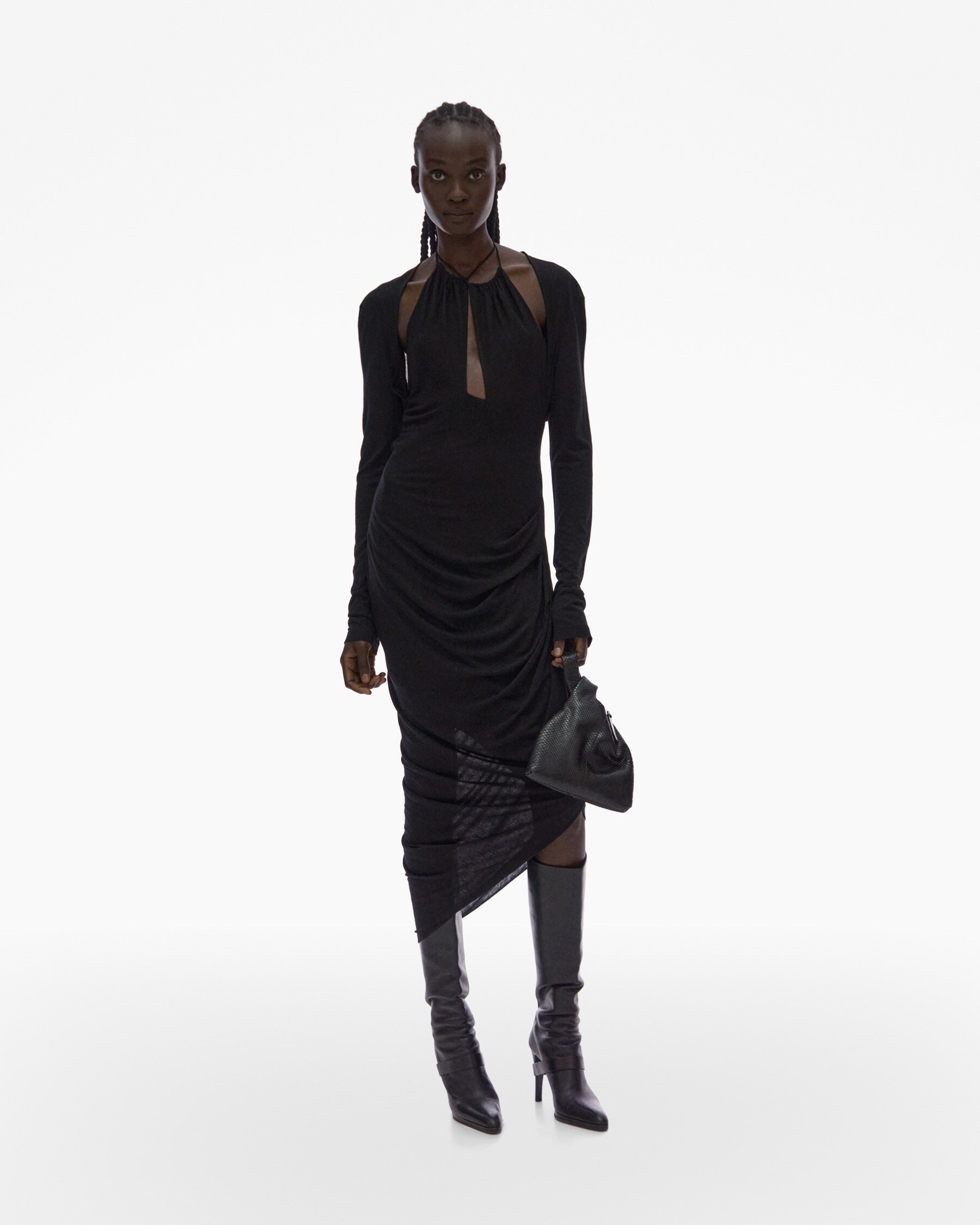 LONG-SLEEVE HALTER DRESS - 8