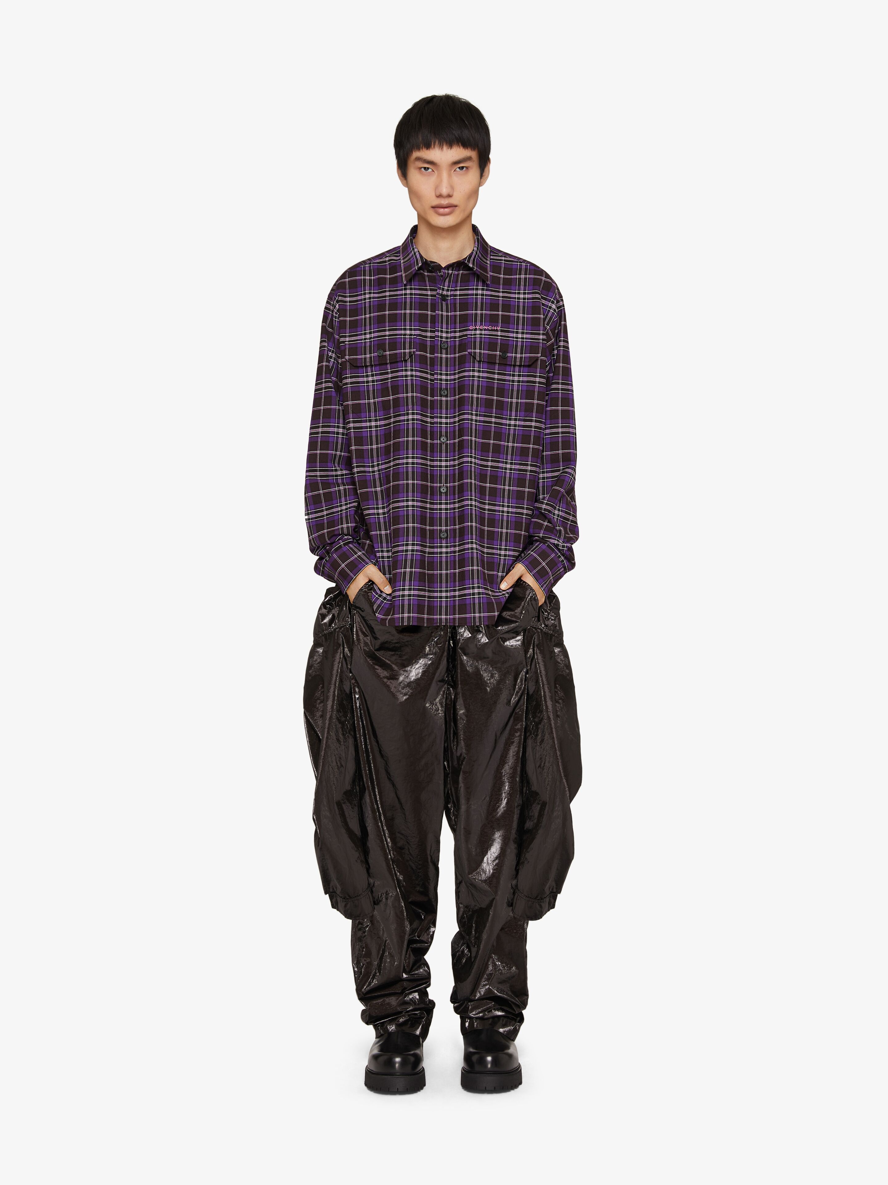 CHECKED SHIRT IN WOOL AND COTTON - 2
