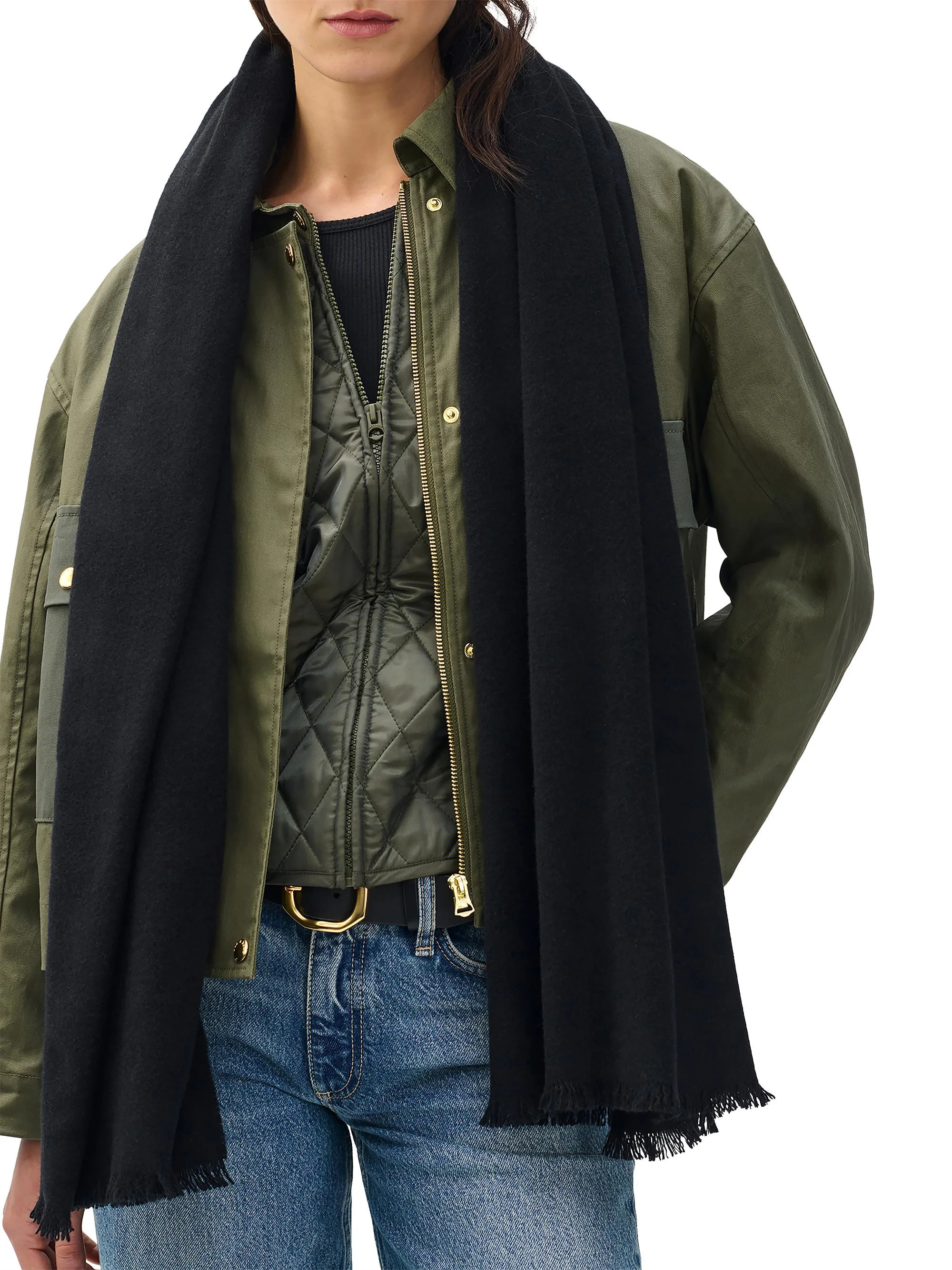 Women's Joni Wool Scarf - Black - 1