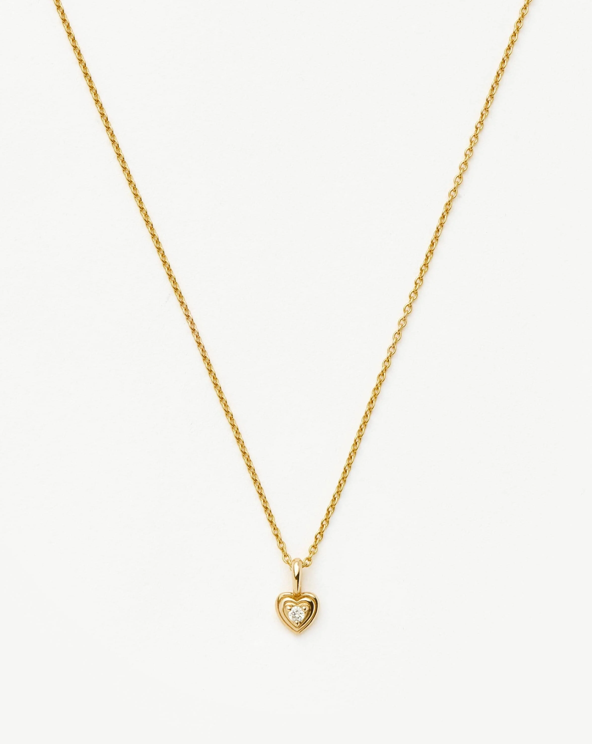Solid Gold Diamond Heart Mini Pendant Necklace - 1